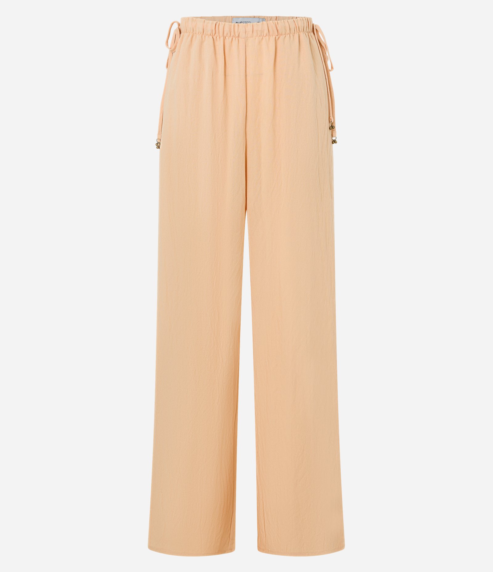 Calça Wide em Chalis com Cintura Alta e Amarração Laranja 1