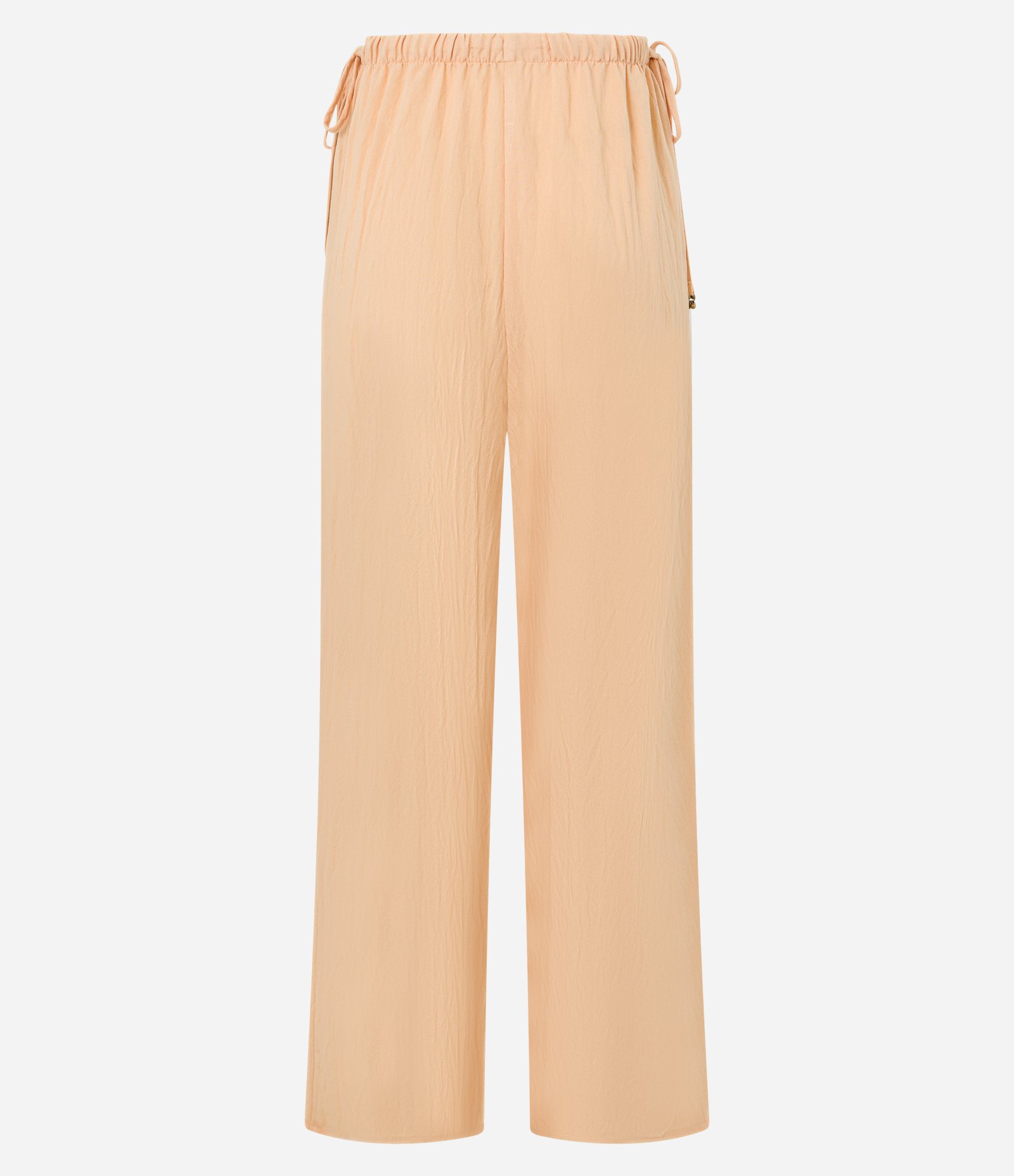 Calça Wide em Chalis com Cintura Alta e Amarração Laranja 2