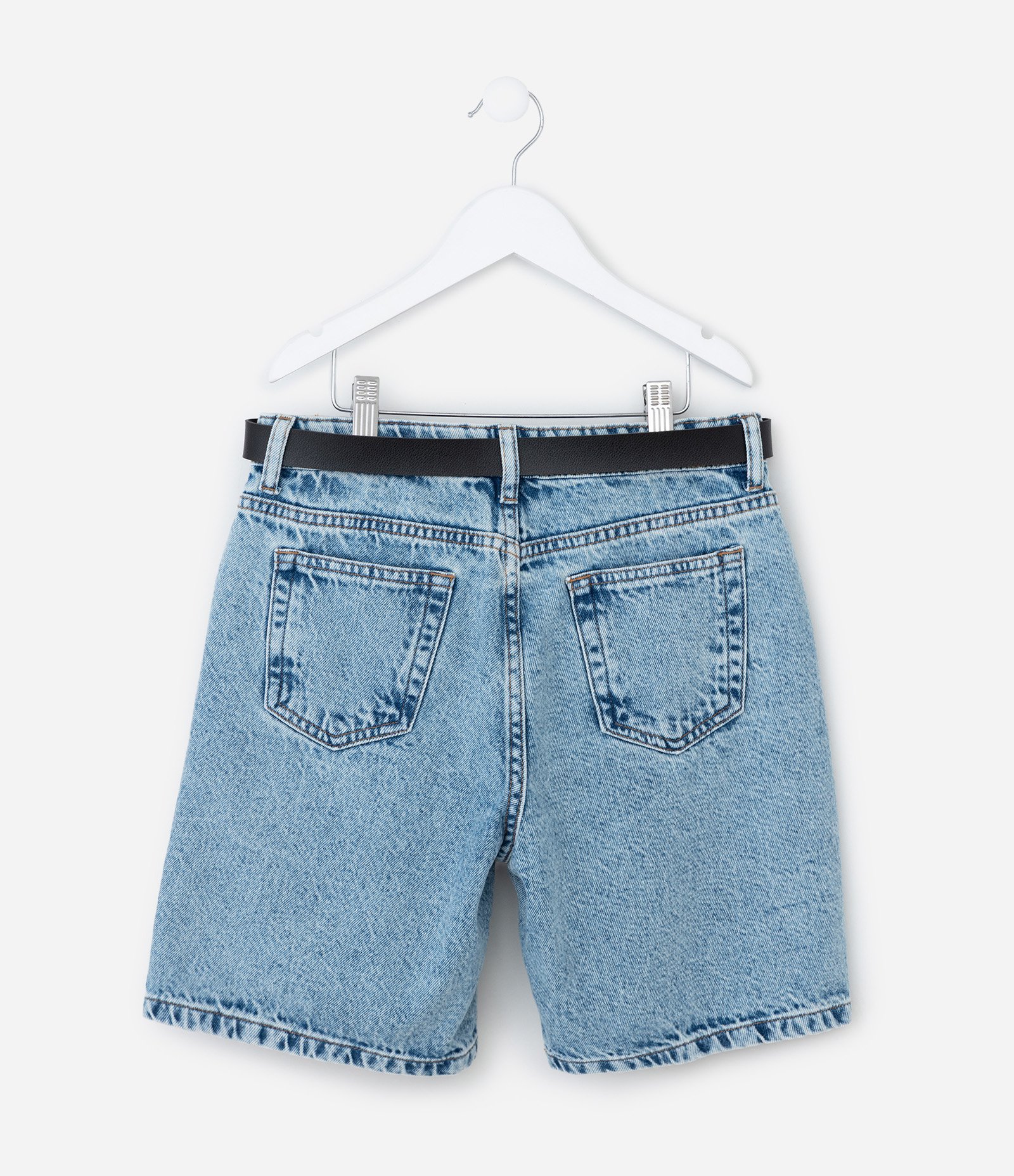 Bermuda Infantil em Jeans com Cinto de Coração - Tam 5 a 14 Anos Azul 3