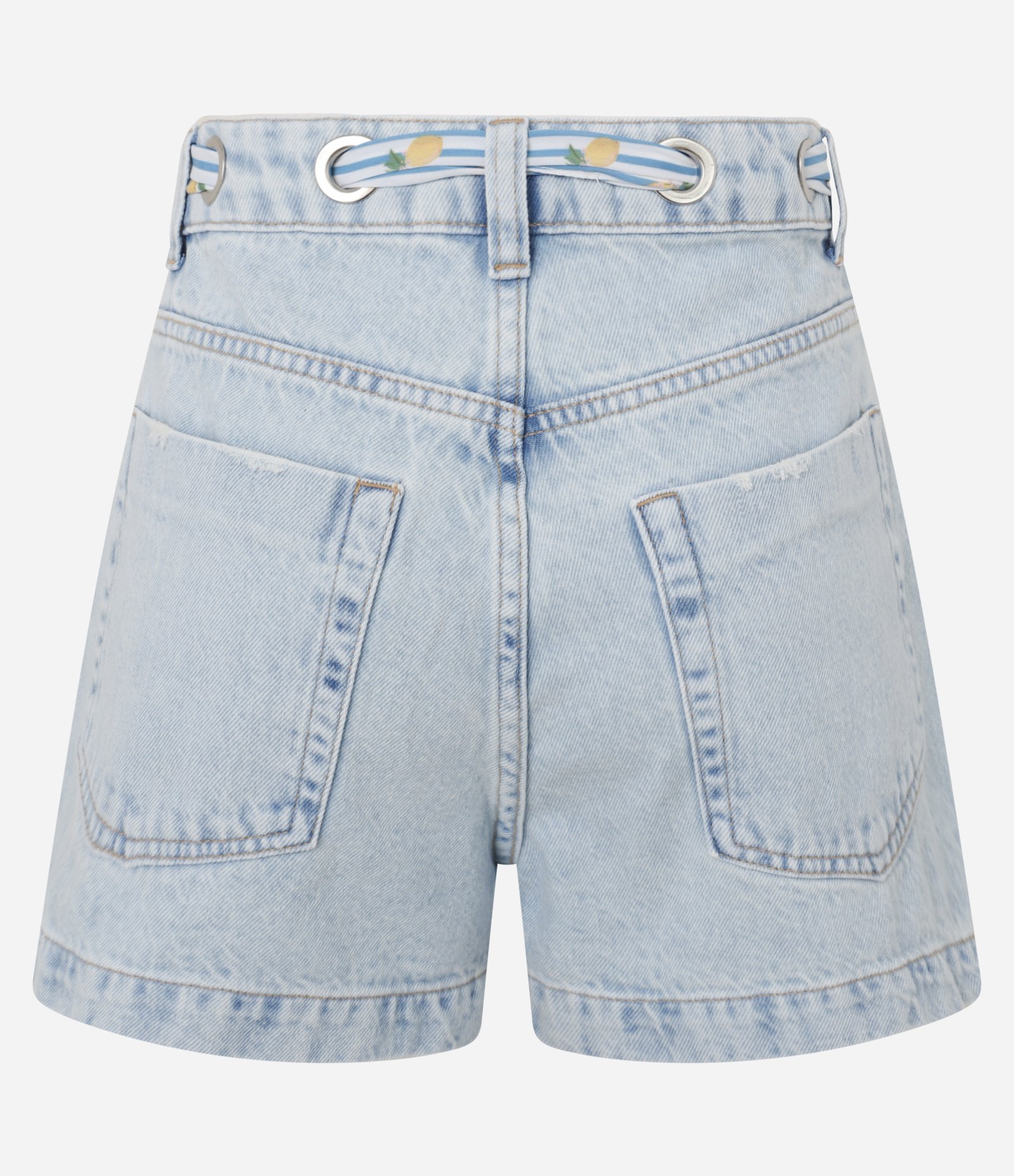 Short Mom Jeans com Lenço e Ilhós Azul 6