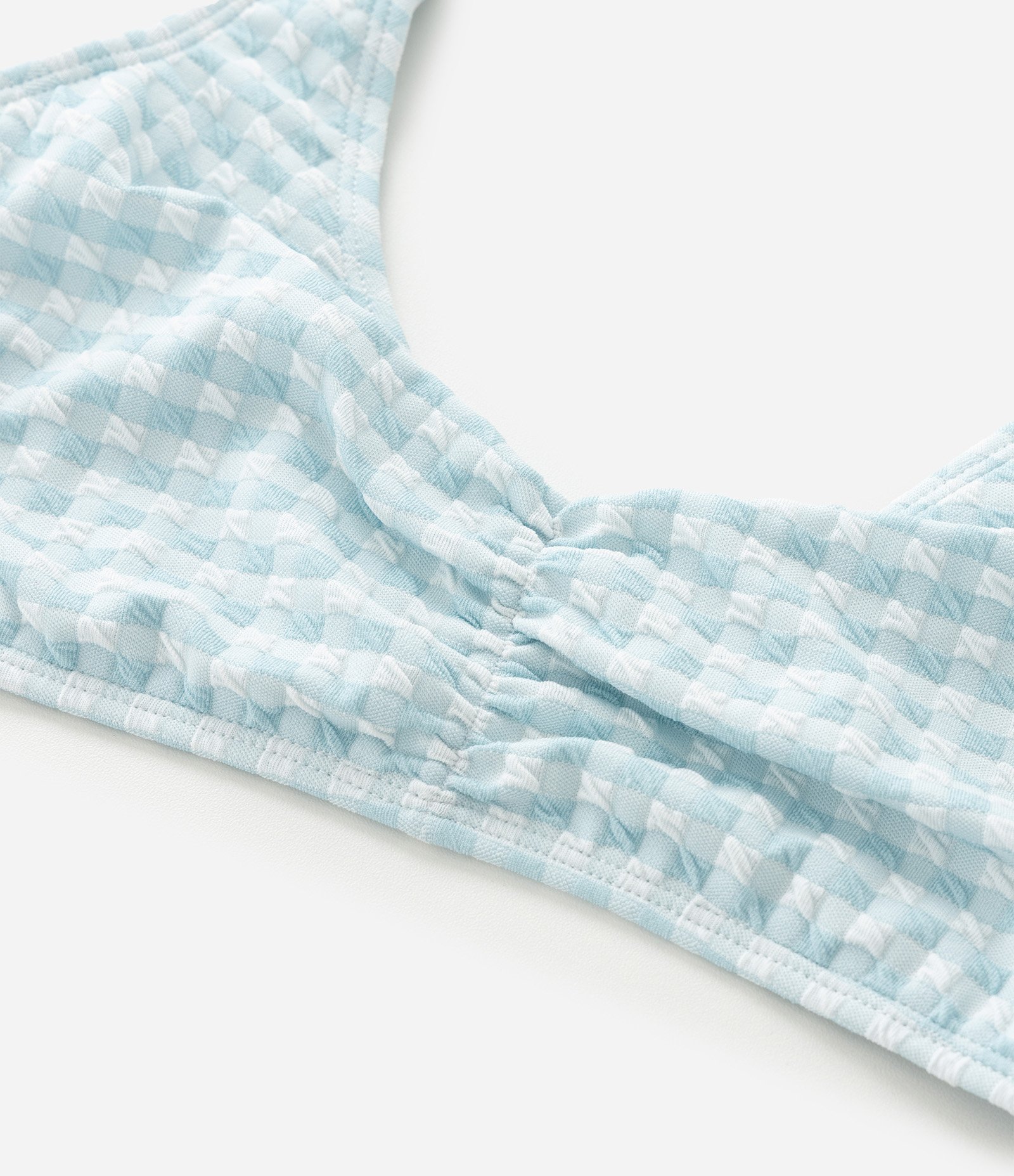 Biquíni Infantil em Microfibra com Estampa Xadrez Vichy e Frazidinhos - Tam 8 a 16 Anos Azul 8