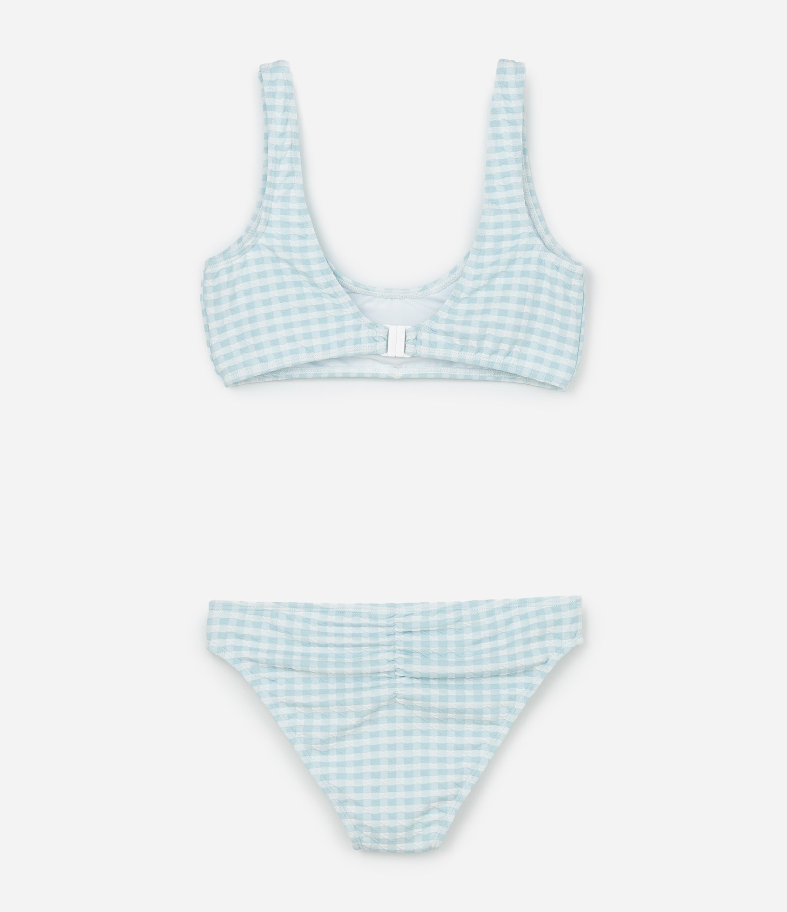 Biquíni Infantil em Microfibra com Estampa Xadrez Vichy e Frazidinhos - Tam 8 a 16 Anos Azul 2