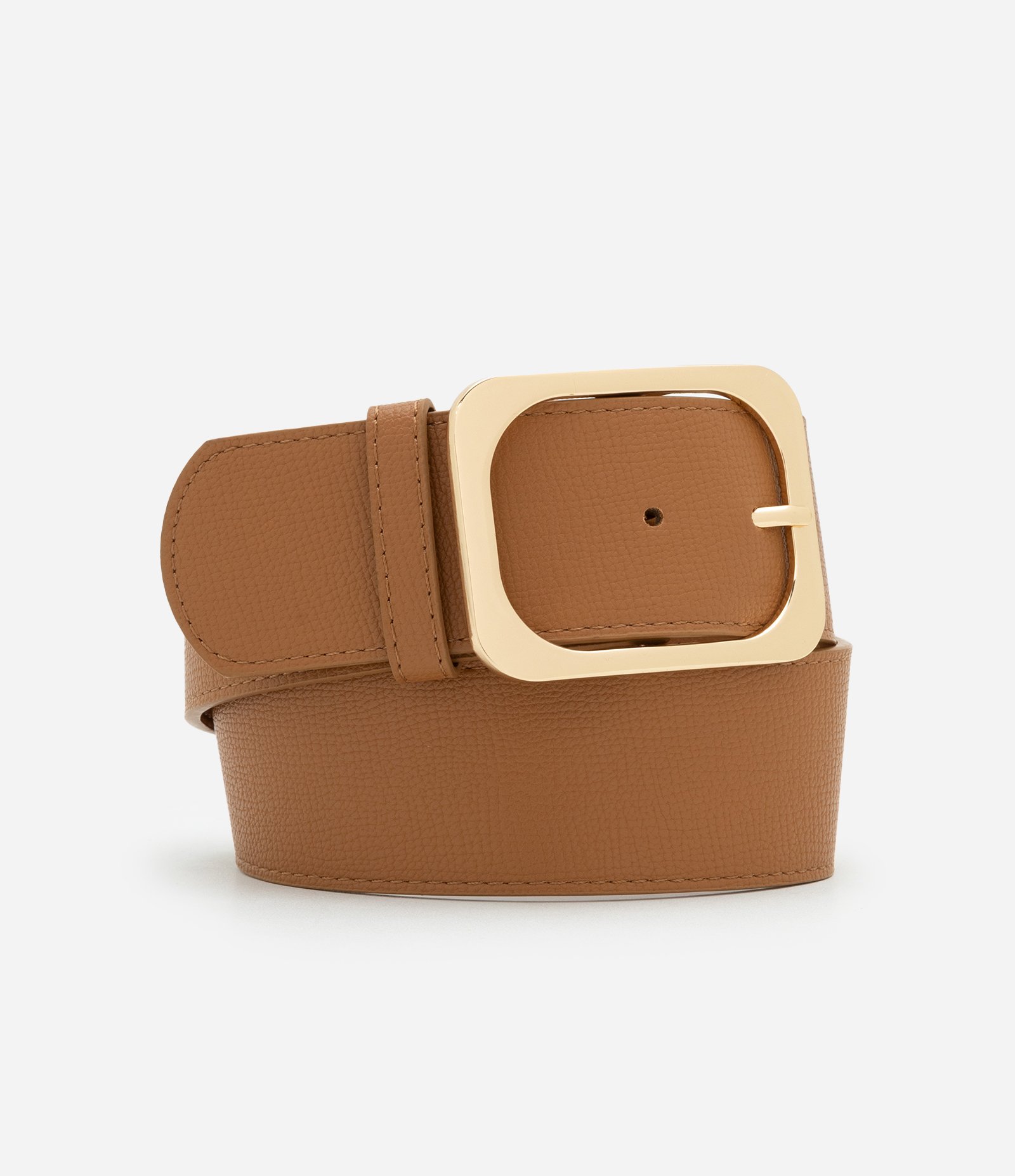 Cinto Médio em PU com Fivela Quadrada Caramelo 2