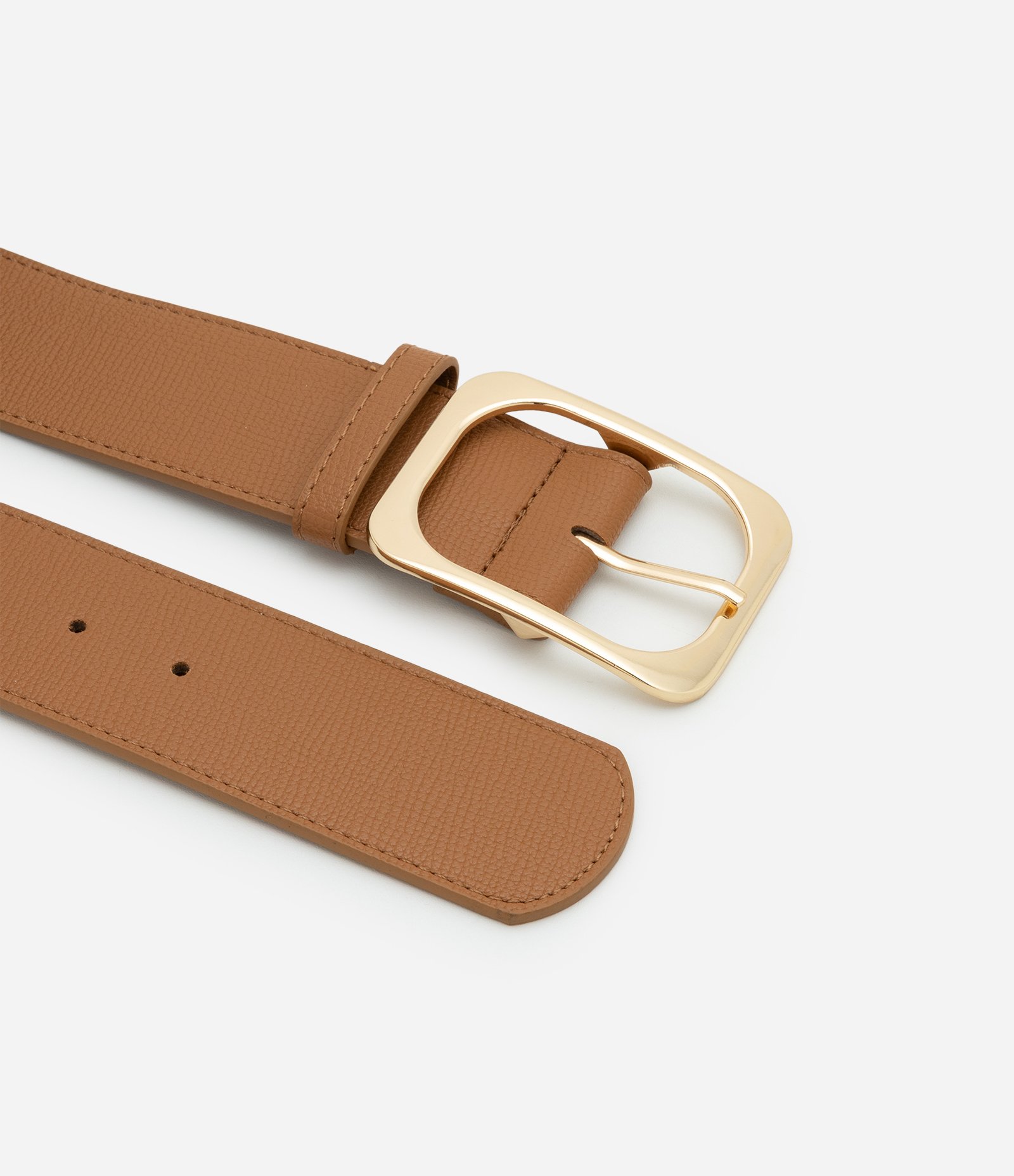 Cinto Médio em PU com Fivela Quadrada Caramelo 3