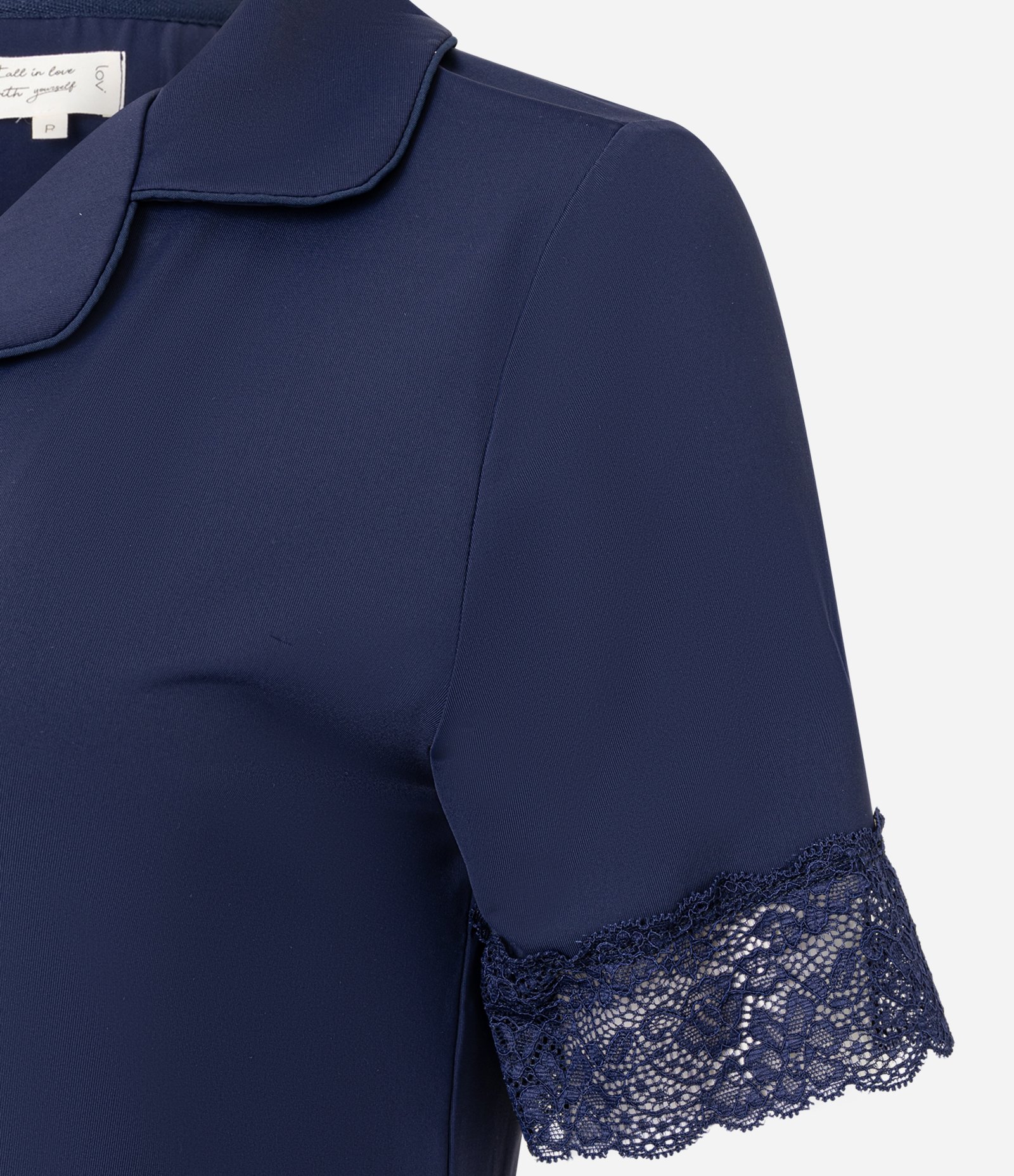 Pijama Short Doll Americano em Microfibra com Rendinha Azul 2