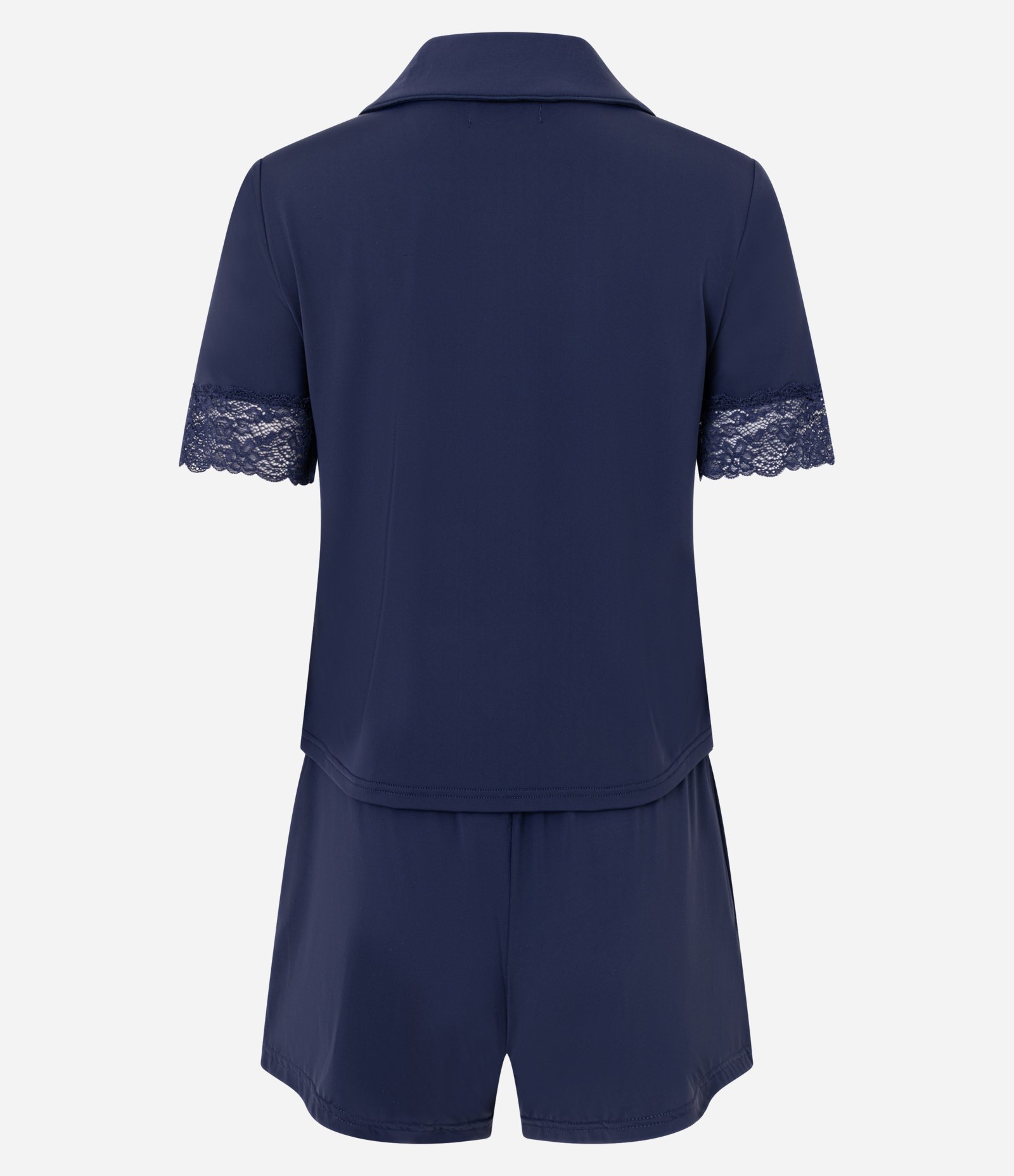 Pijama Short Doll Americano em Microfibra com Rendinha Azul 3