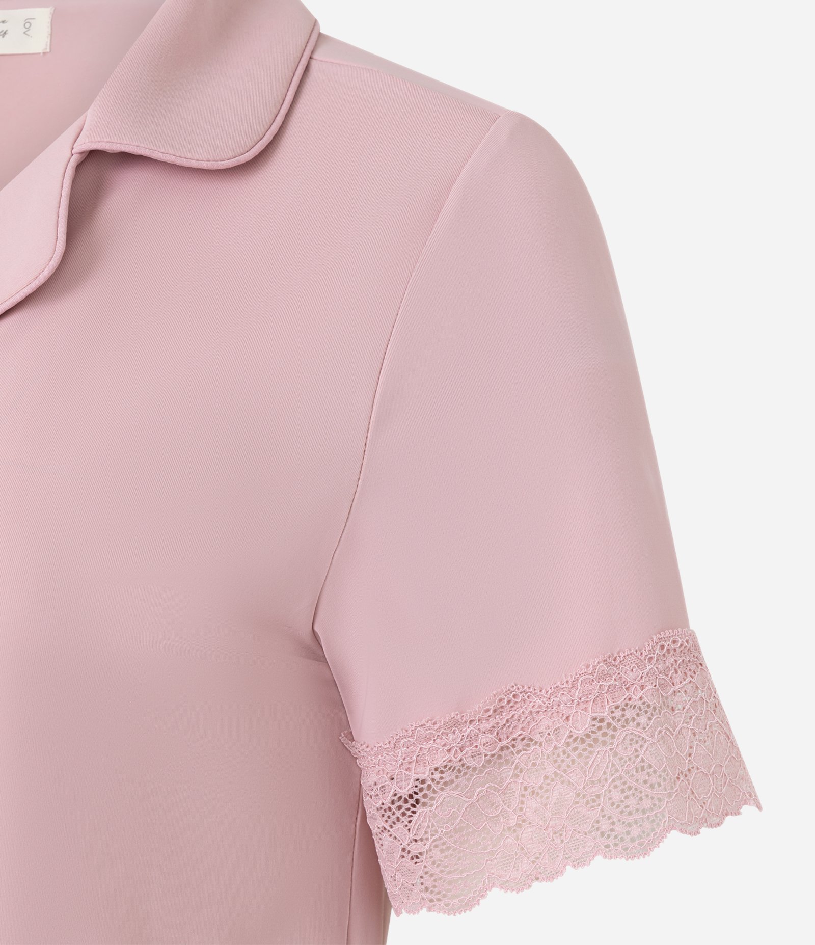 Pijama Short Doll Americano em Microfibra com Rendinha Rosa 2