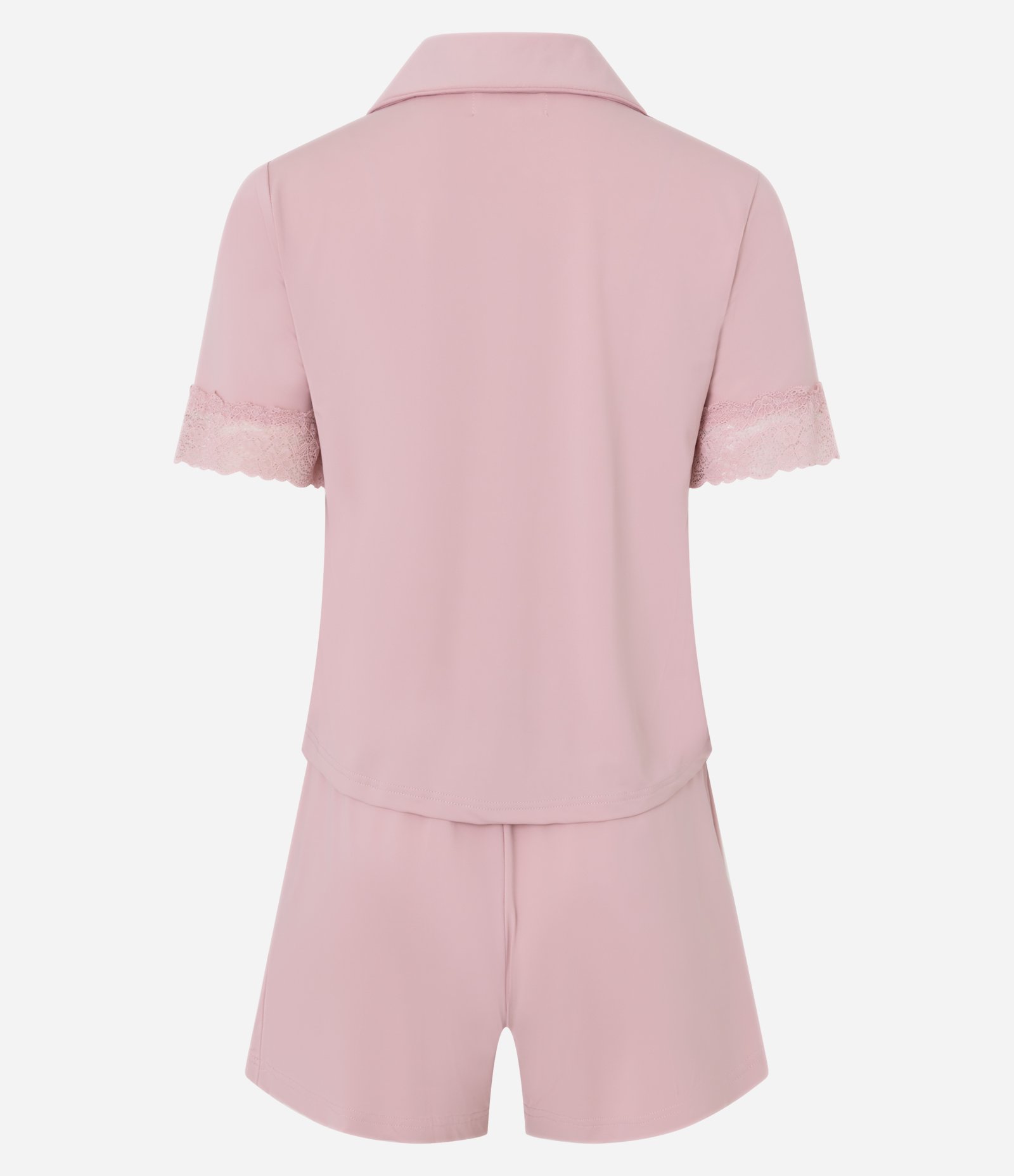 Pijama Short Doll Americano em Microfibra com Rendinha Rosa 3