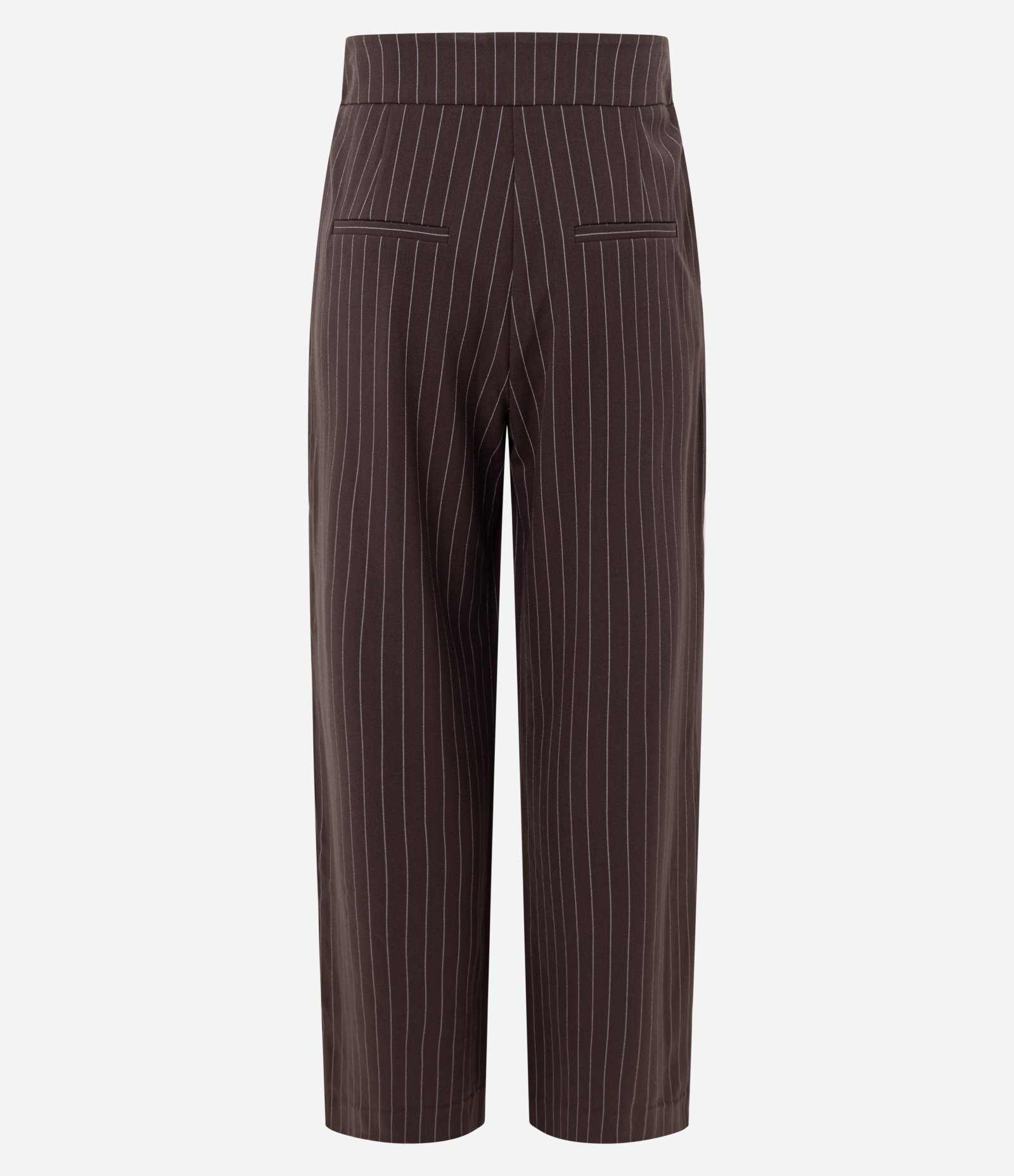 Calça Reta Alfaiatada em Crepe com Listras de Fio Tinto Marrom 2