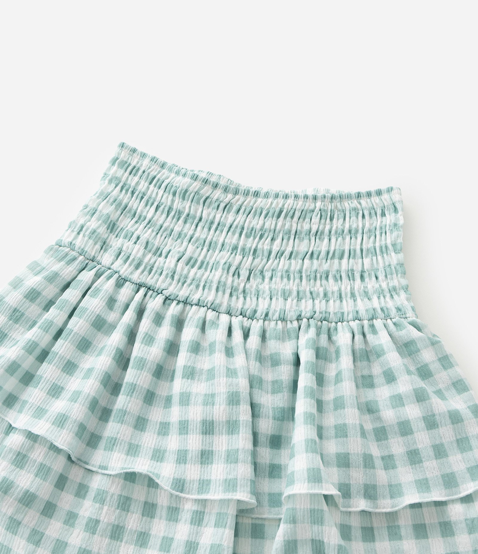 Saia Curta Infantil em Anarruga com Estampa Xadrez Vichy - Tam 5 a 14 Anos Verde 6