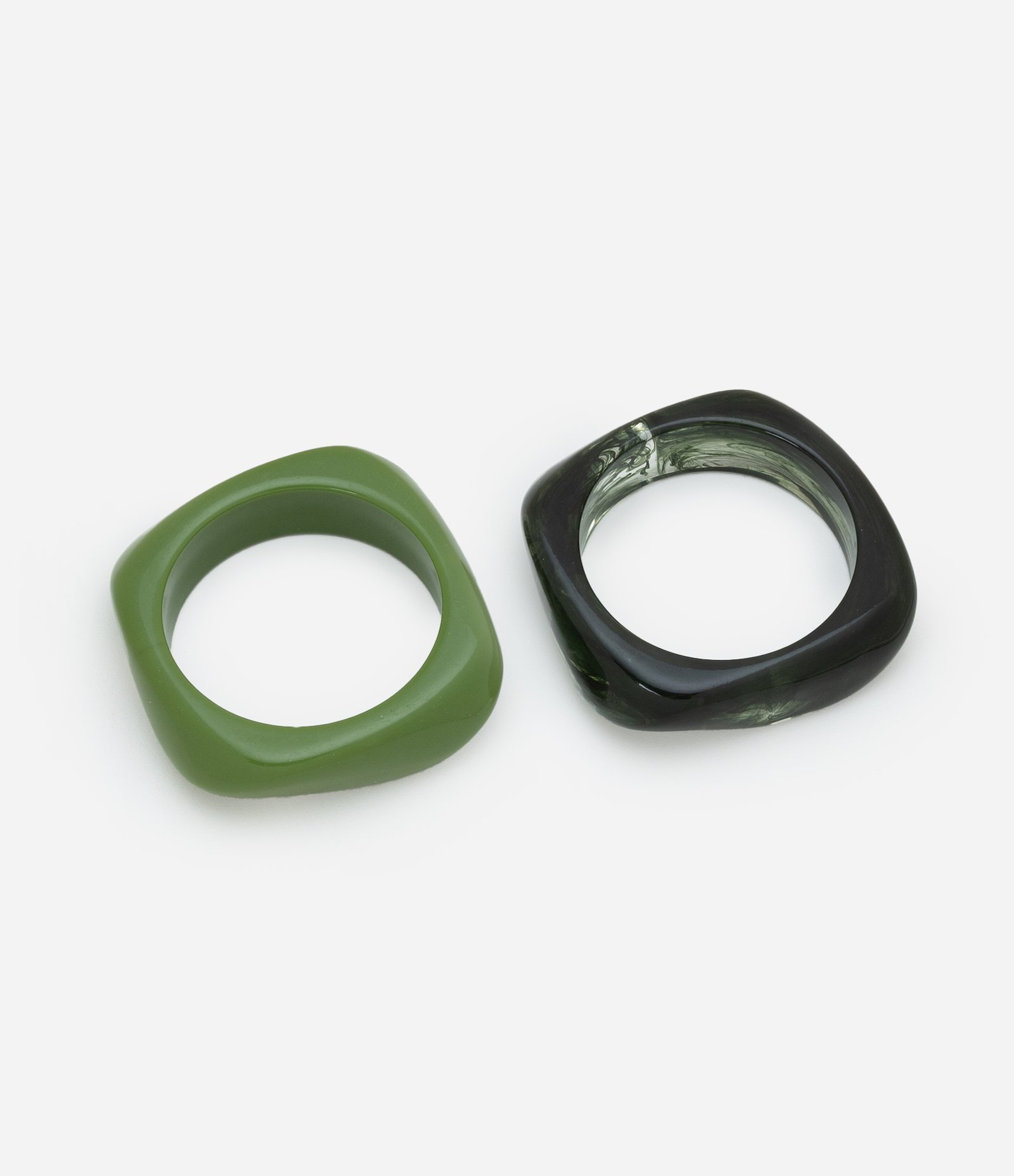 Kit 02 Braceletes Rígidos em Resina Marmorizado Verde 1