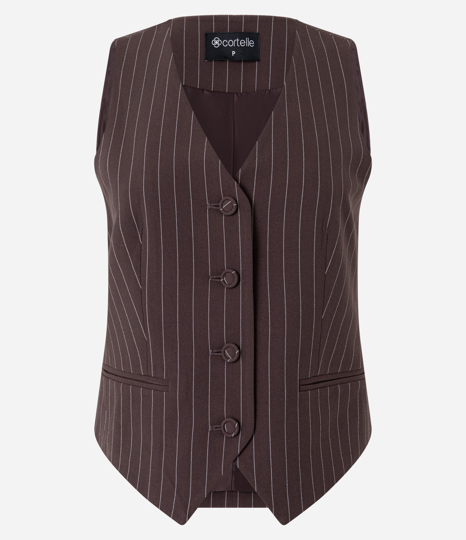 Colete Alfaiatado com Botões Forrados e Riscas de Giz Marrom 5