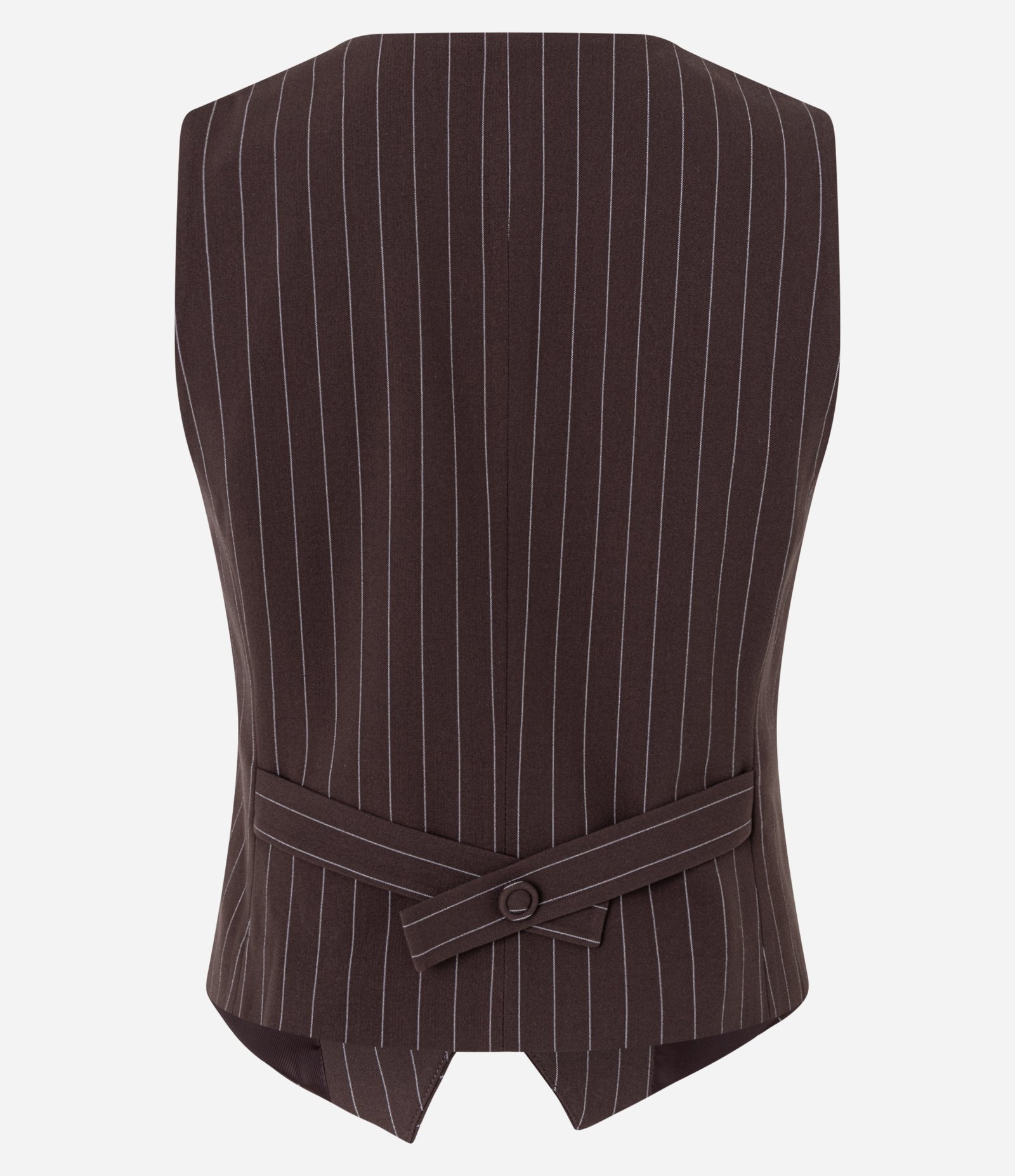 Colete Alfaiatado com Botões Forrados e Riscas de Giz Marrom 6
