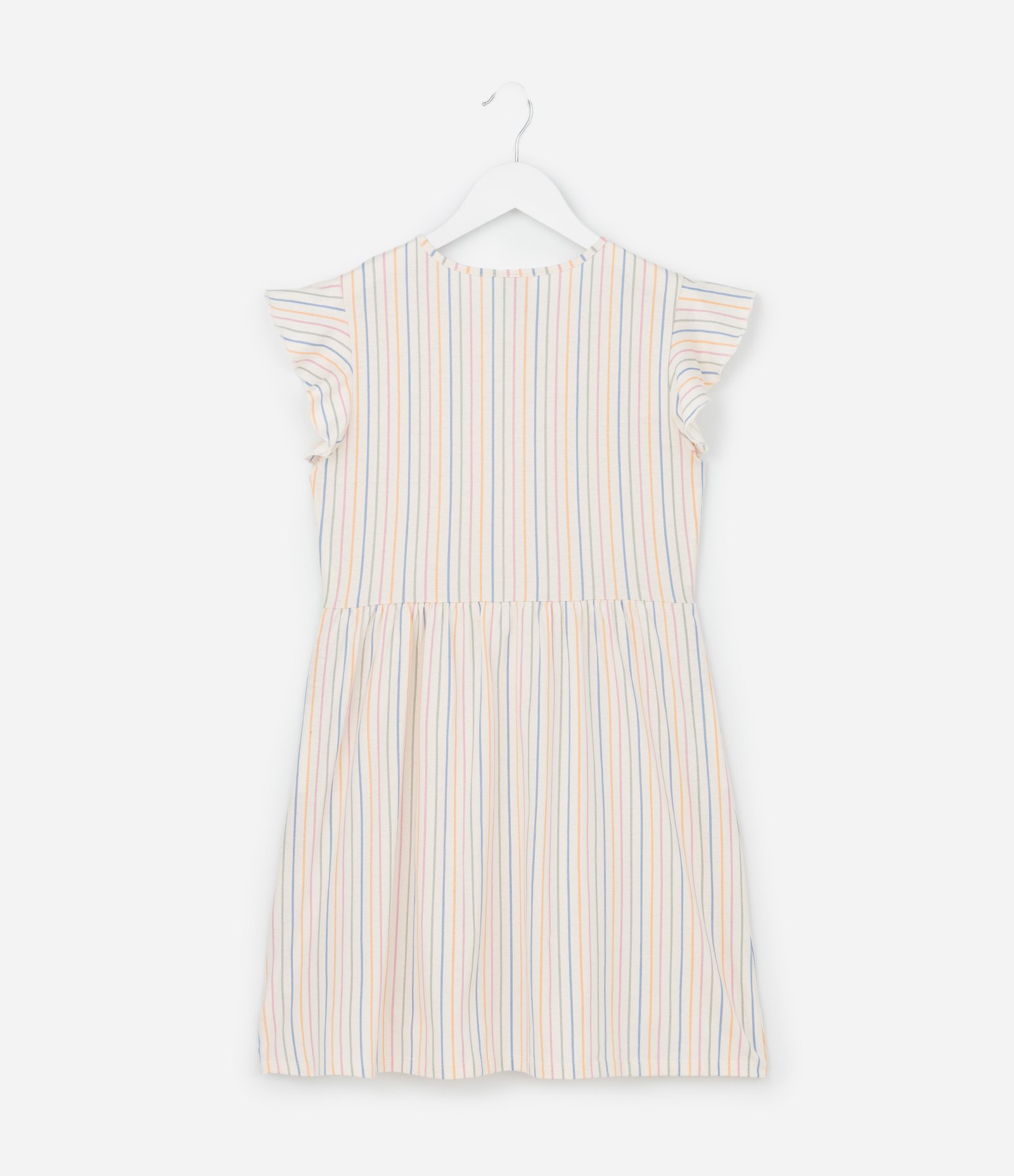 Vestido Infantil com Estampa Listrada - Tam 5 a 14 Anos Bege 2