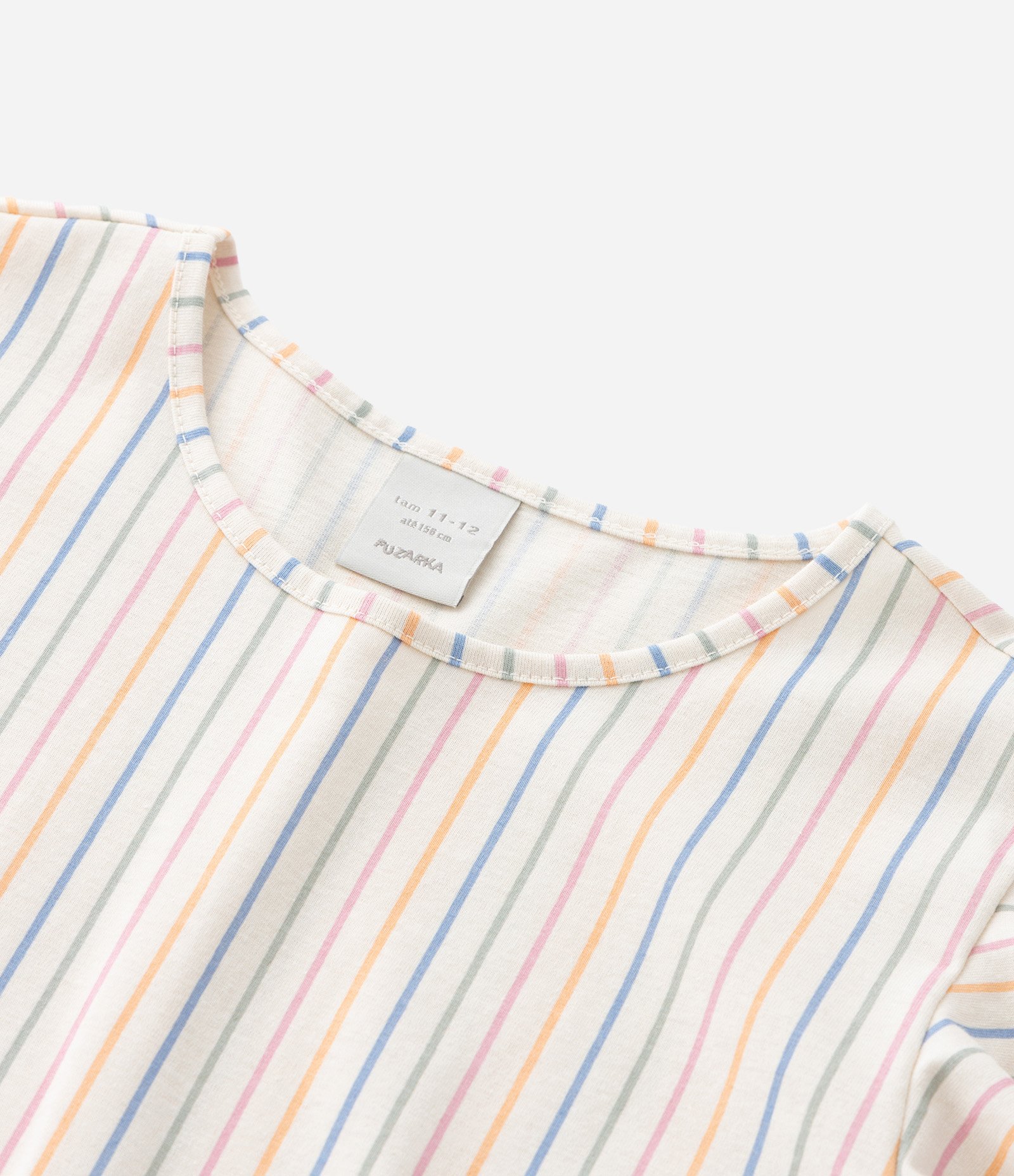 Vestido Infantil com Estampa Listrada - Tam 5 a 14 Anos Bege 5