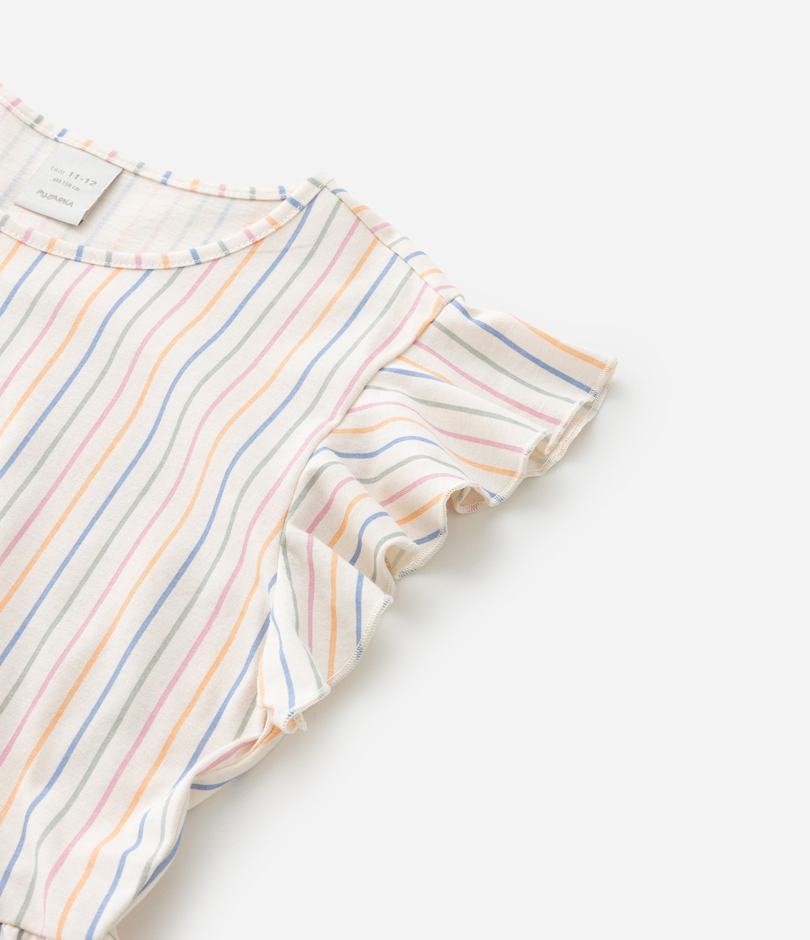 Vestido Infantil com Estampa Listrada - Tam 5 a 14 Anos Bege 6