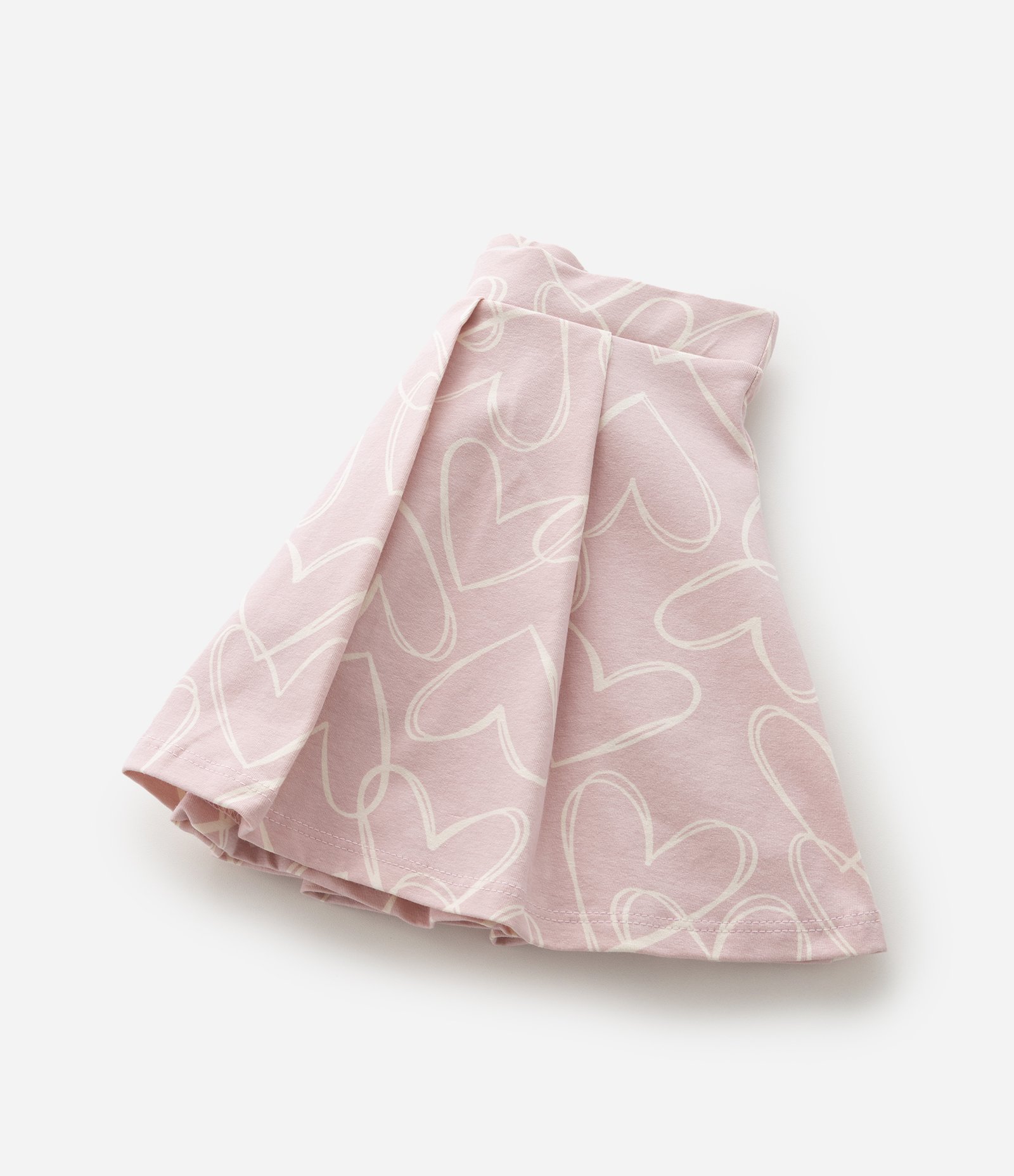 Short Saia Infantil com Estampa de Coração e Pregas - Tam 5 a 14 Anos Rosa 5