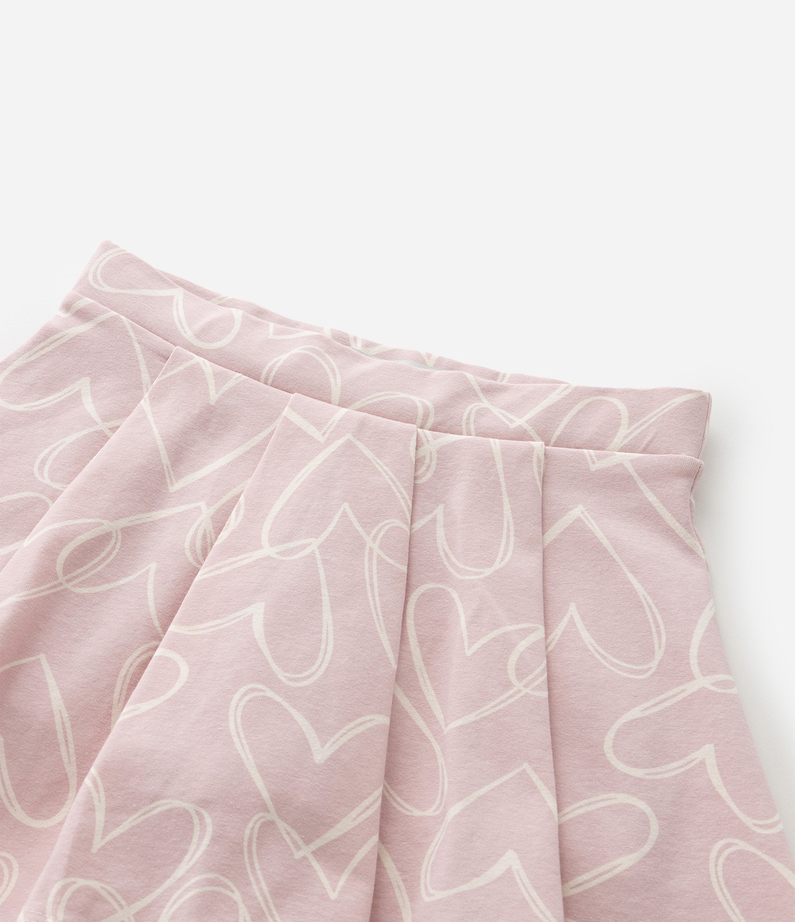 Short Saia Infantil com Estampa de Coração e Pregas - Tam 5 a 14 Anos Rosa 6