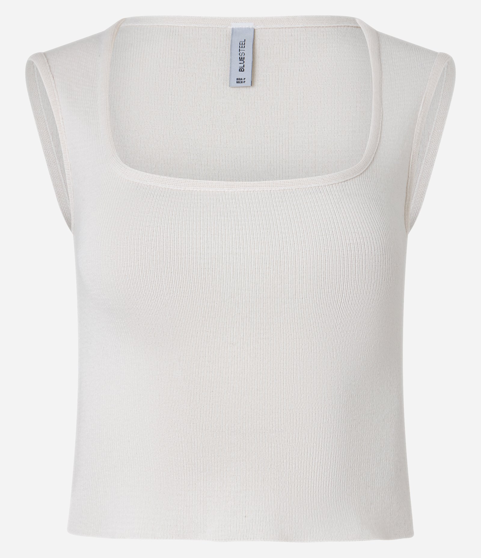 Blusa Cropped sem Manga em Tricô com Decote Quadrado Branco 4