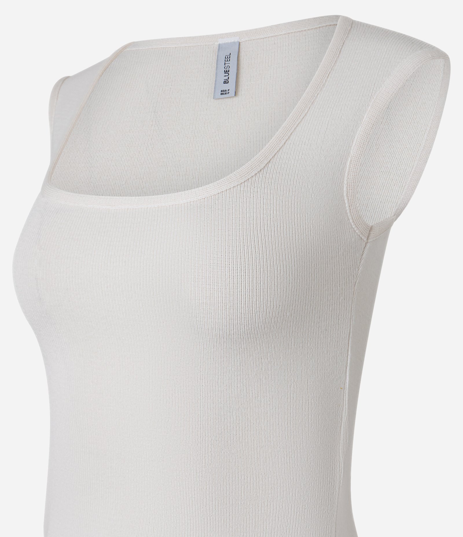 Blusa Cropped sem Manga em Tricô com Decote Quadrado Branco 5