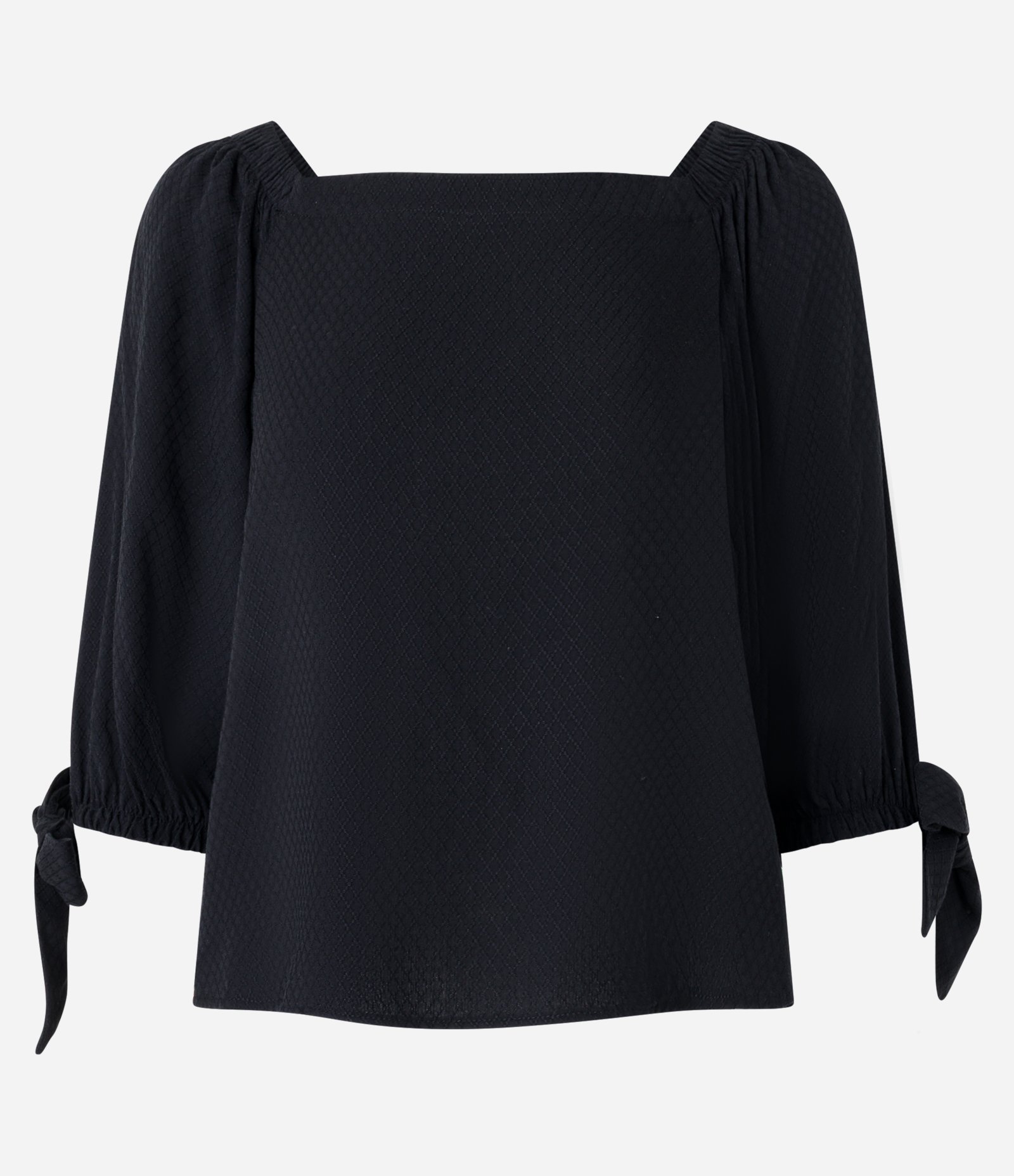 Blusa Alfaiatada em Viscose com Amarração no Punho Preto 5