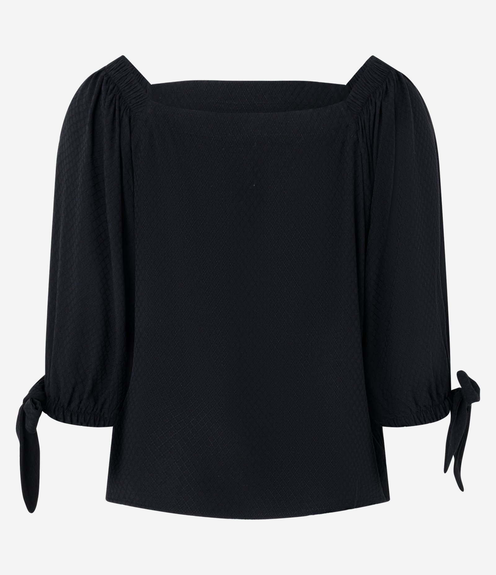 Blusa Alfaiatada em Viscose com Amarração no Punho Preto 8