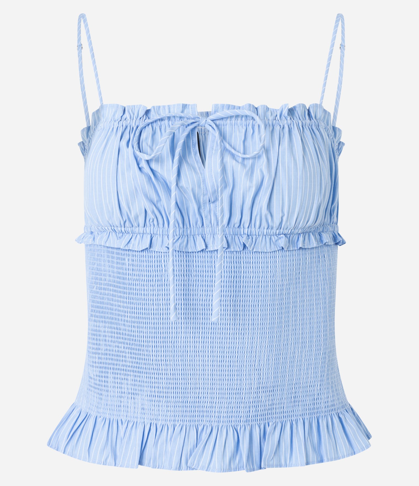 Blusa de Alça em Laise com Franzidos e Lastex Azul 6