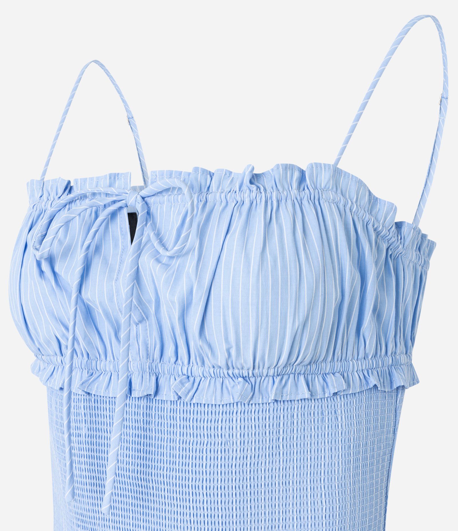 Blusa de Alça em Laise com Franzidos e Lastex Azul 7