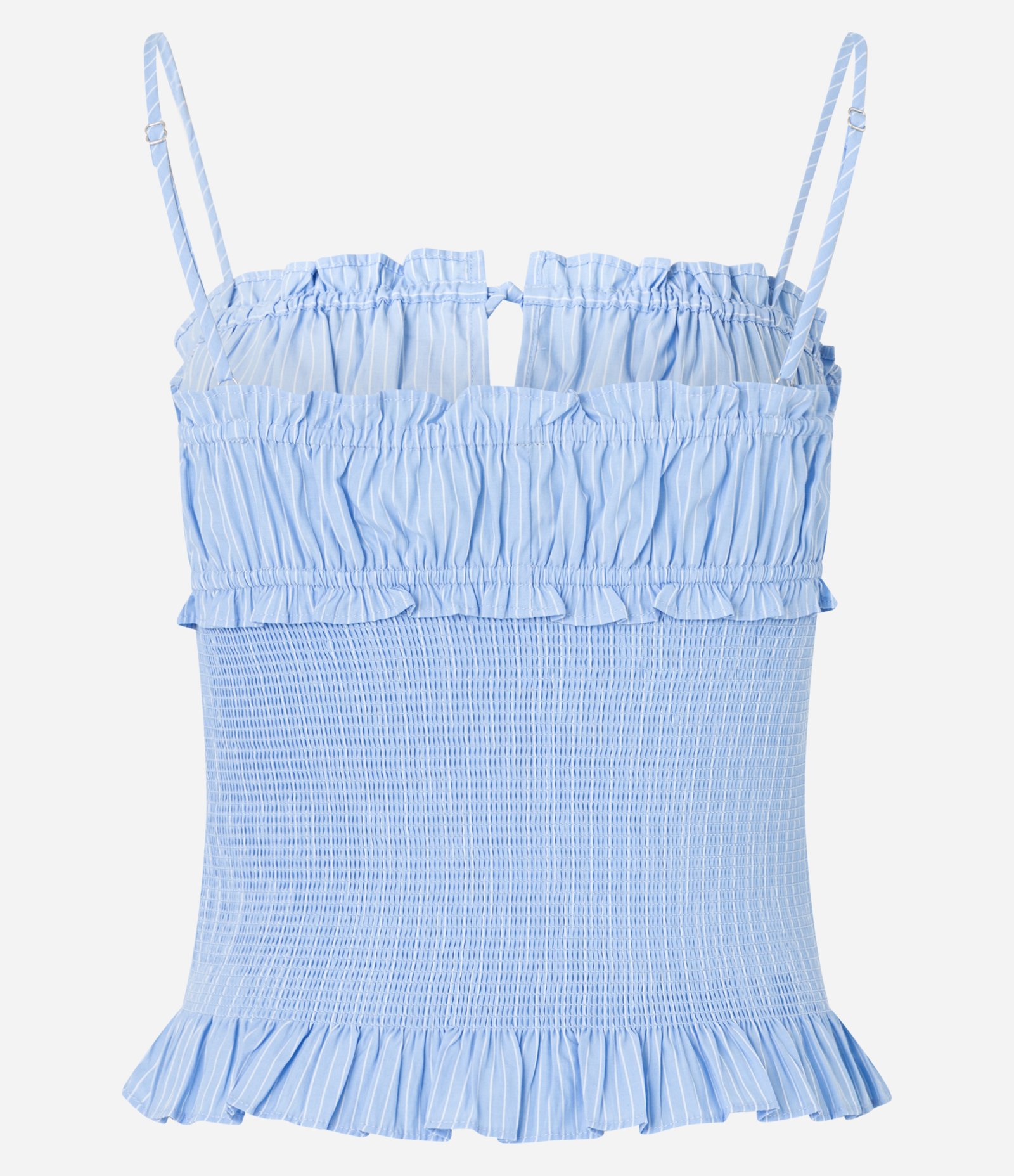 Blusa de Alça em Laise com Franzidos e Lastex Azul 9