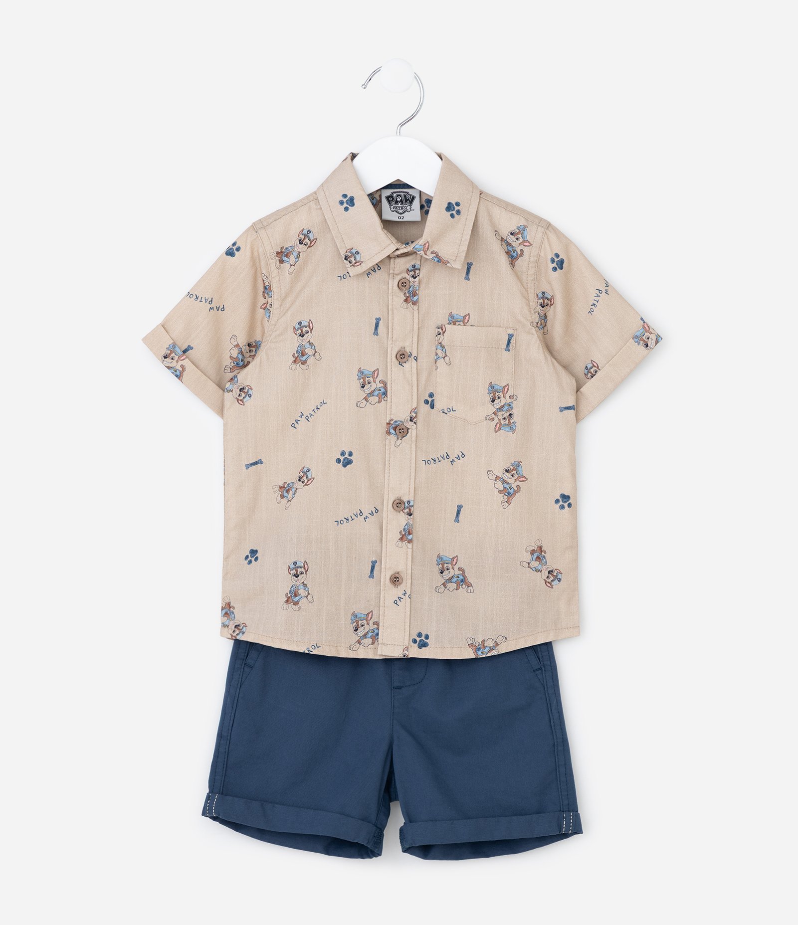 Conjunto Infantil em Algodão Patrulha Canina - Tam 2 a 6 Anos Marrom/Azul 1