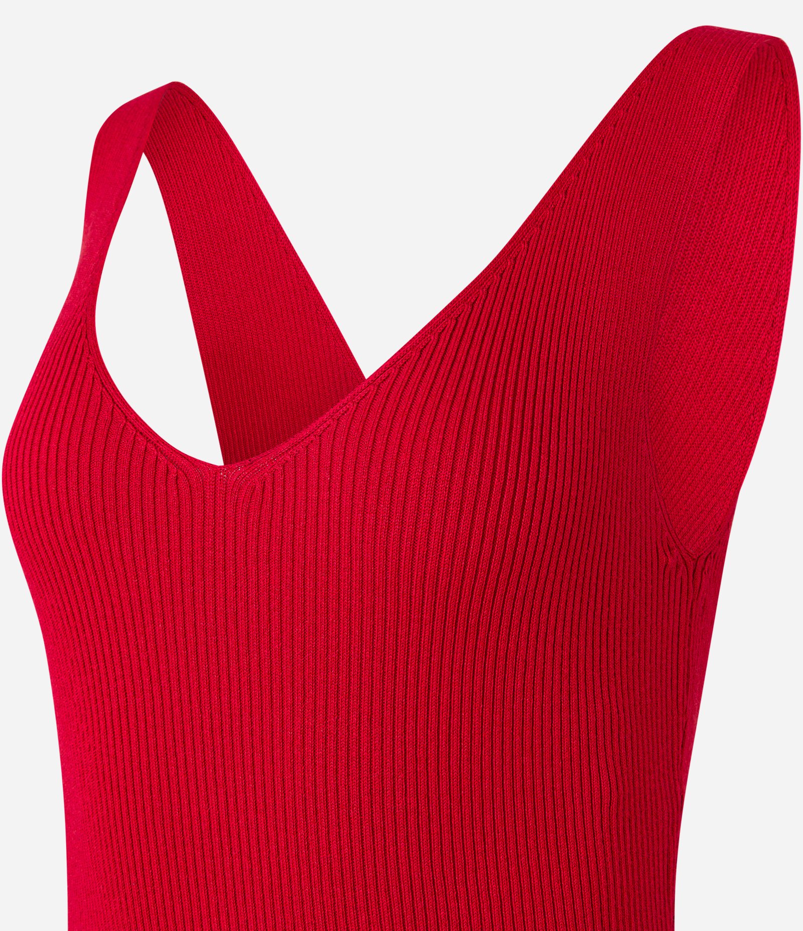 Vestido Midi em Tricô Texturizado com Decote V Vermelho 2