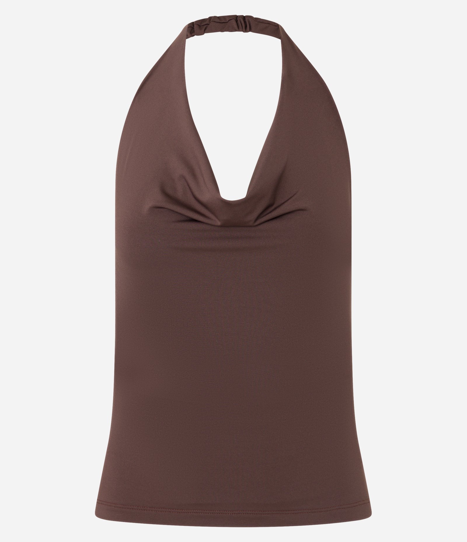 Blusa Frente Única em Microfibra com Decote Degagê Marrom Escuro 6