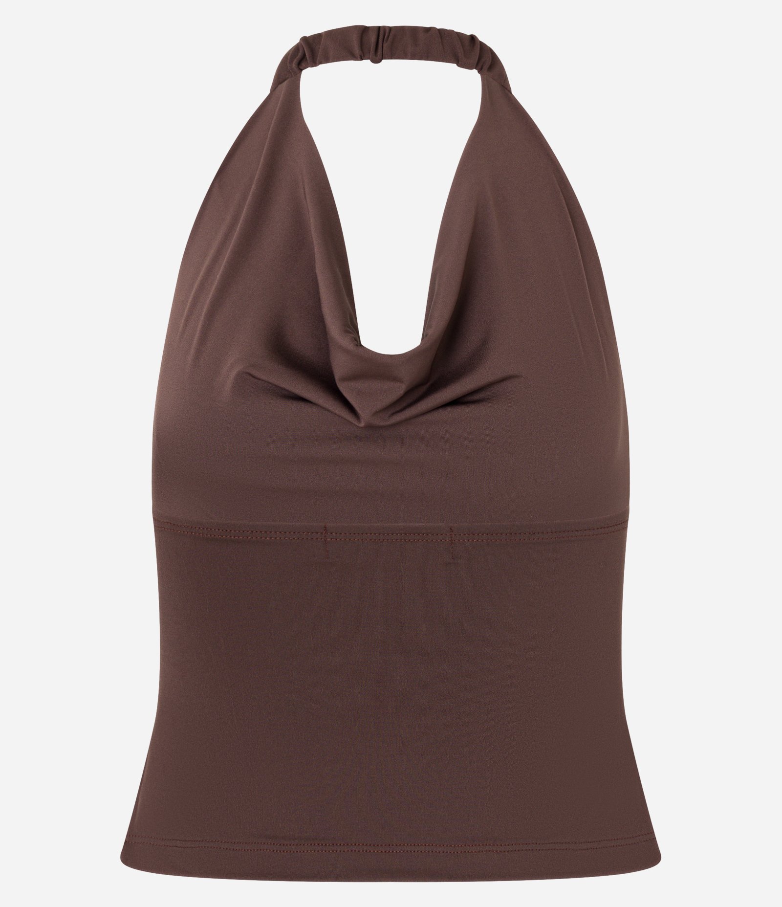 Blusa Frente Única em Microfibra com Decote Degagê Marrom Escuro 7