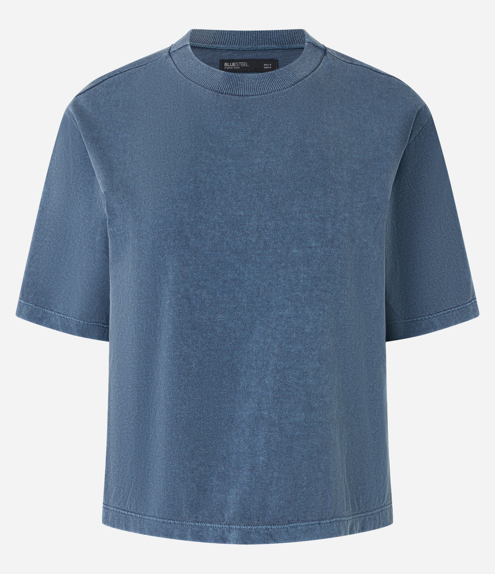 Camiseta em Algodão com Efeito Lavado Azul 4