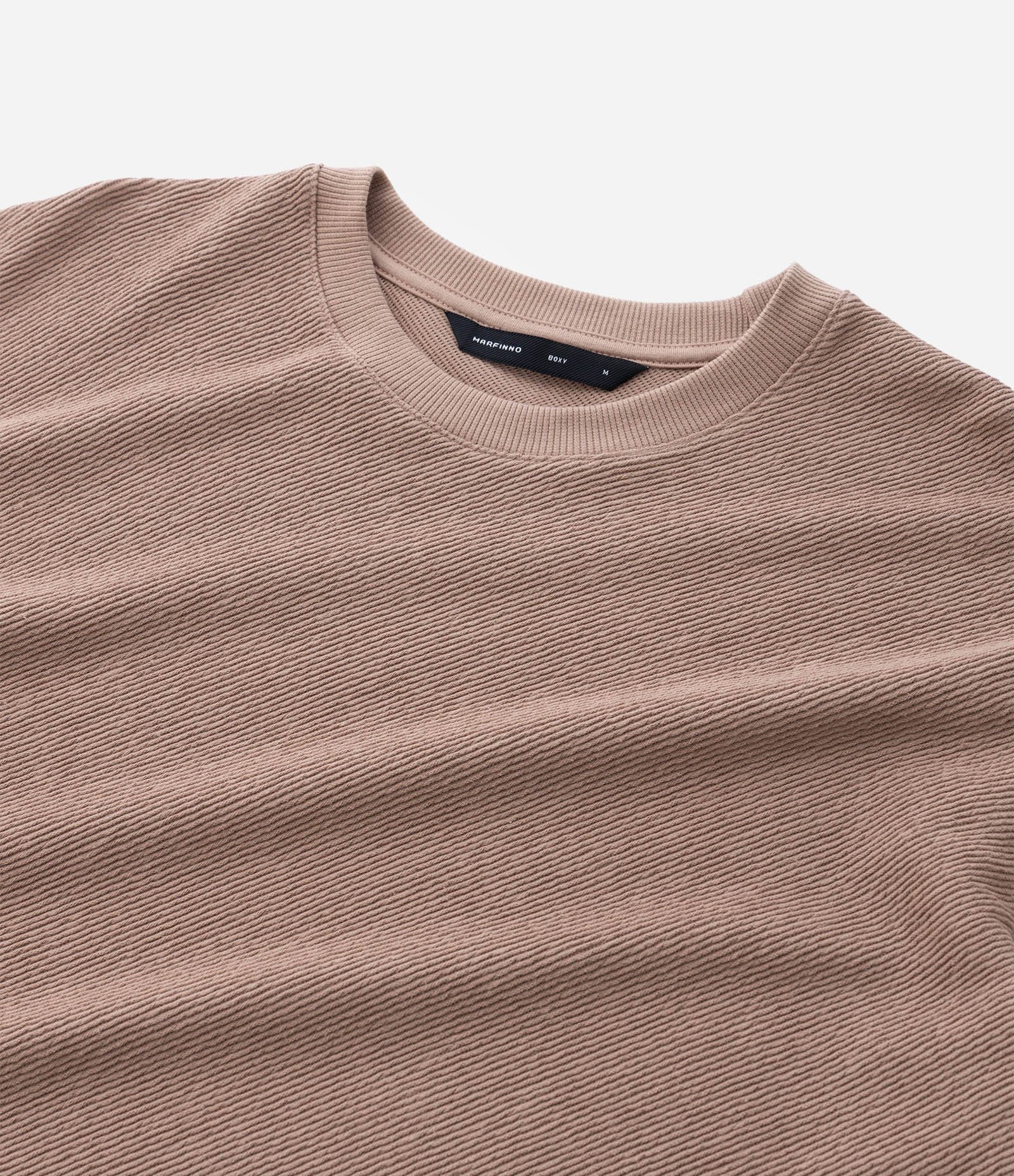 Camiseta Boxy em Algodão com Gola Canoa e Canelada Bege 8