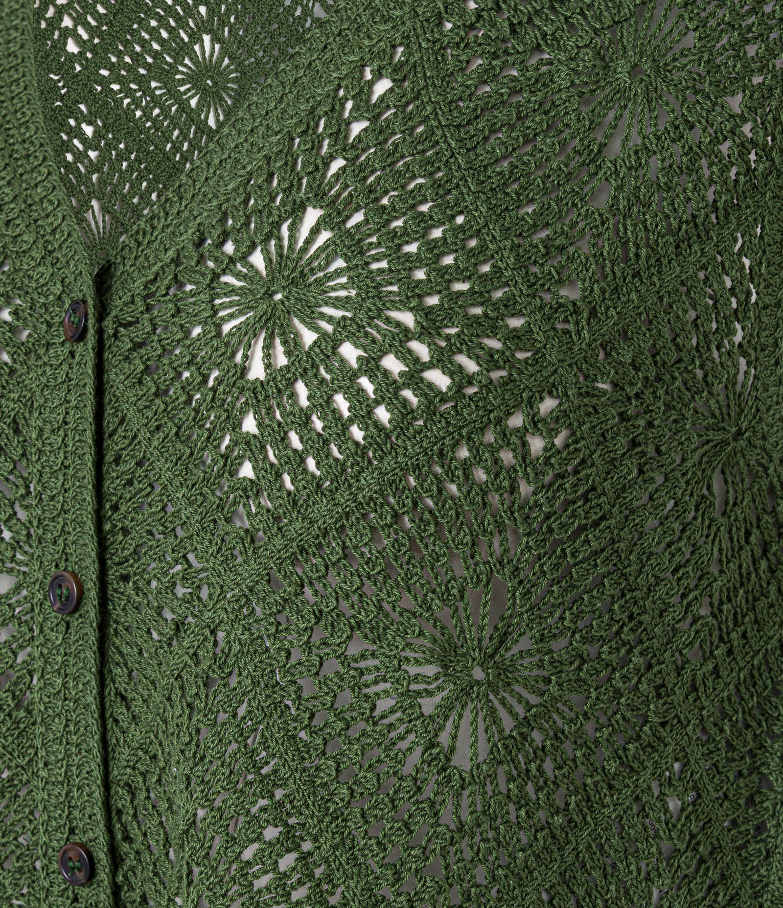 Blusa em Tricô de Efeito Crochê com Barra V Verde 7