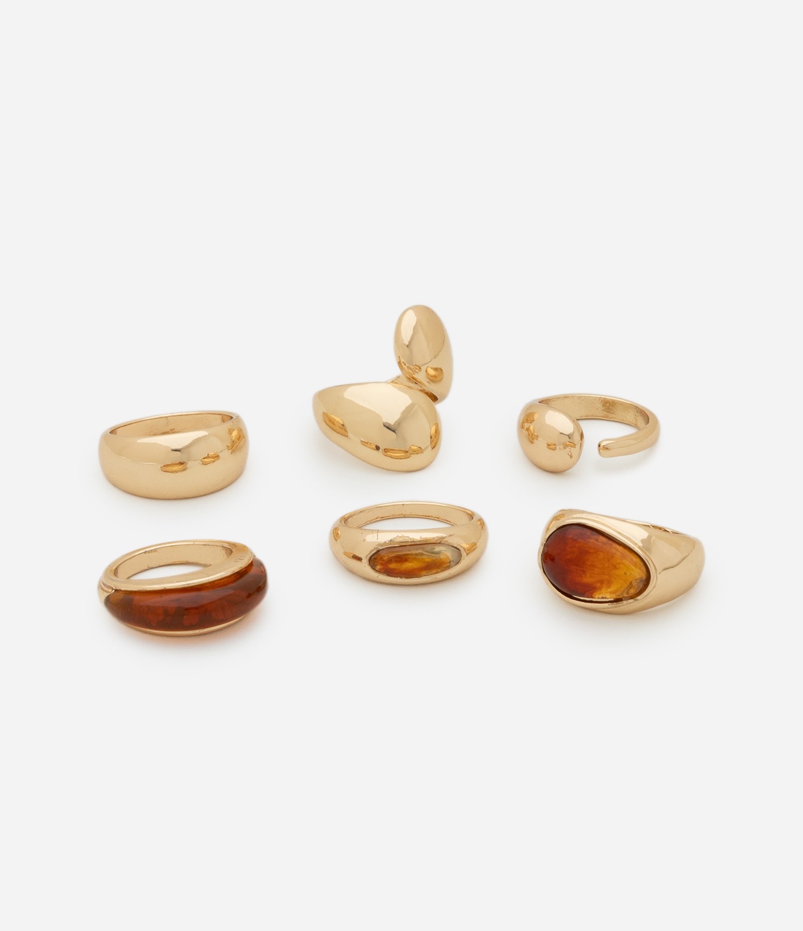 Kit 06 Anéis Diversos Dourado 2