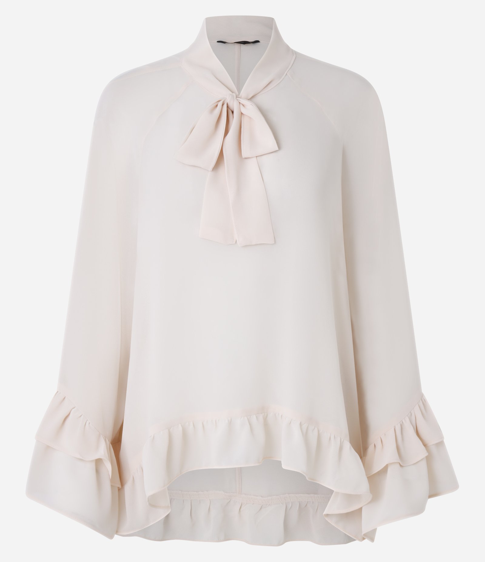 Blusa Bata em Chiffon com Transparência e Babados Rosa 7