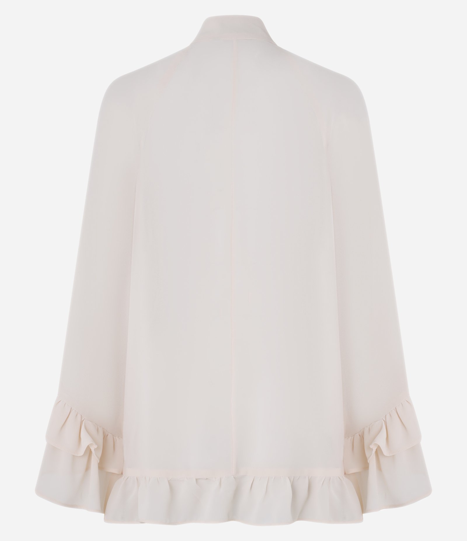 Blusa Bata em Chiffon com Transparência e Babados Rosa 8