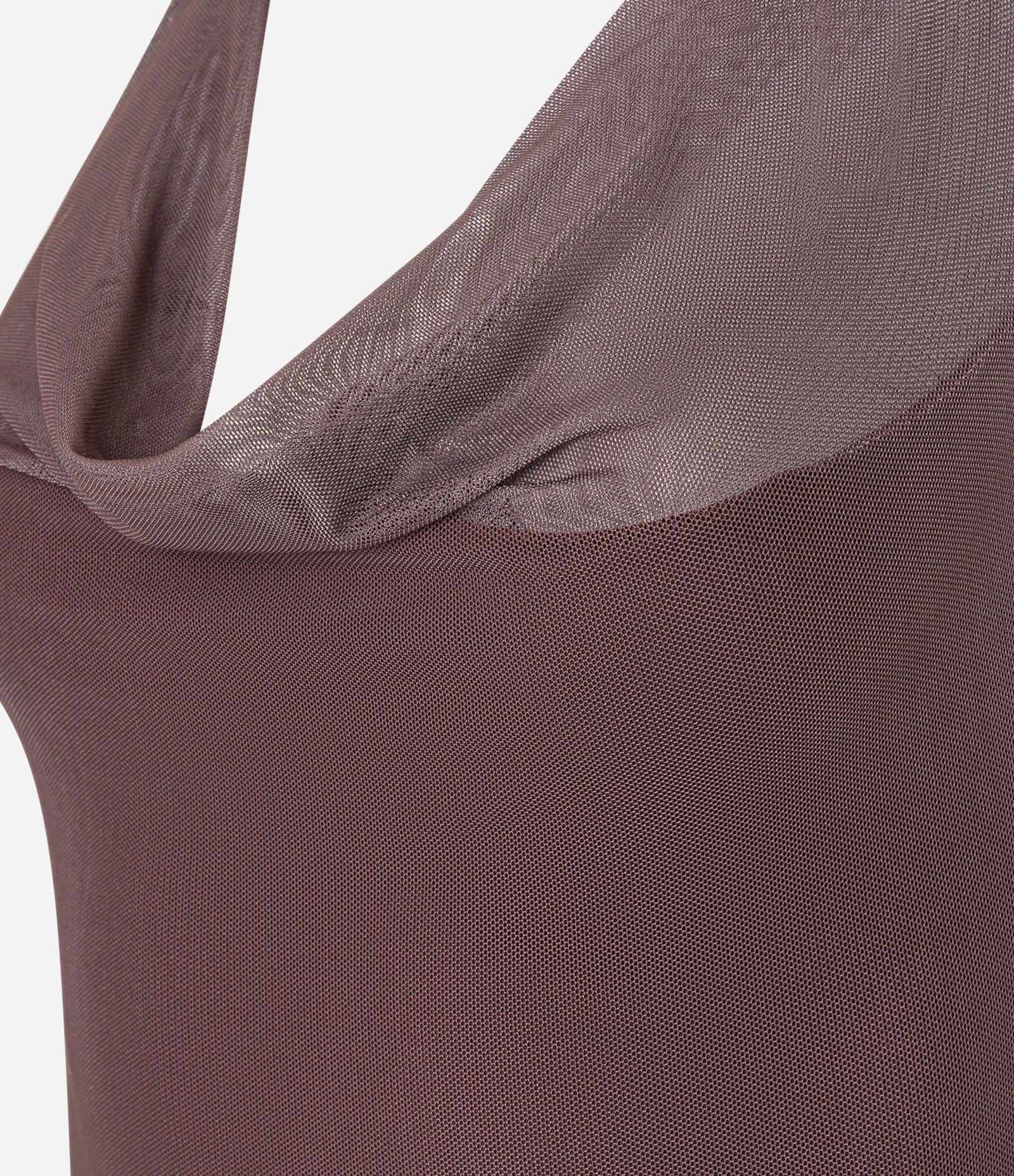 Body Frente Única em Tule com Decote Degagê Marrom 6