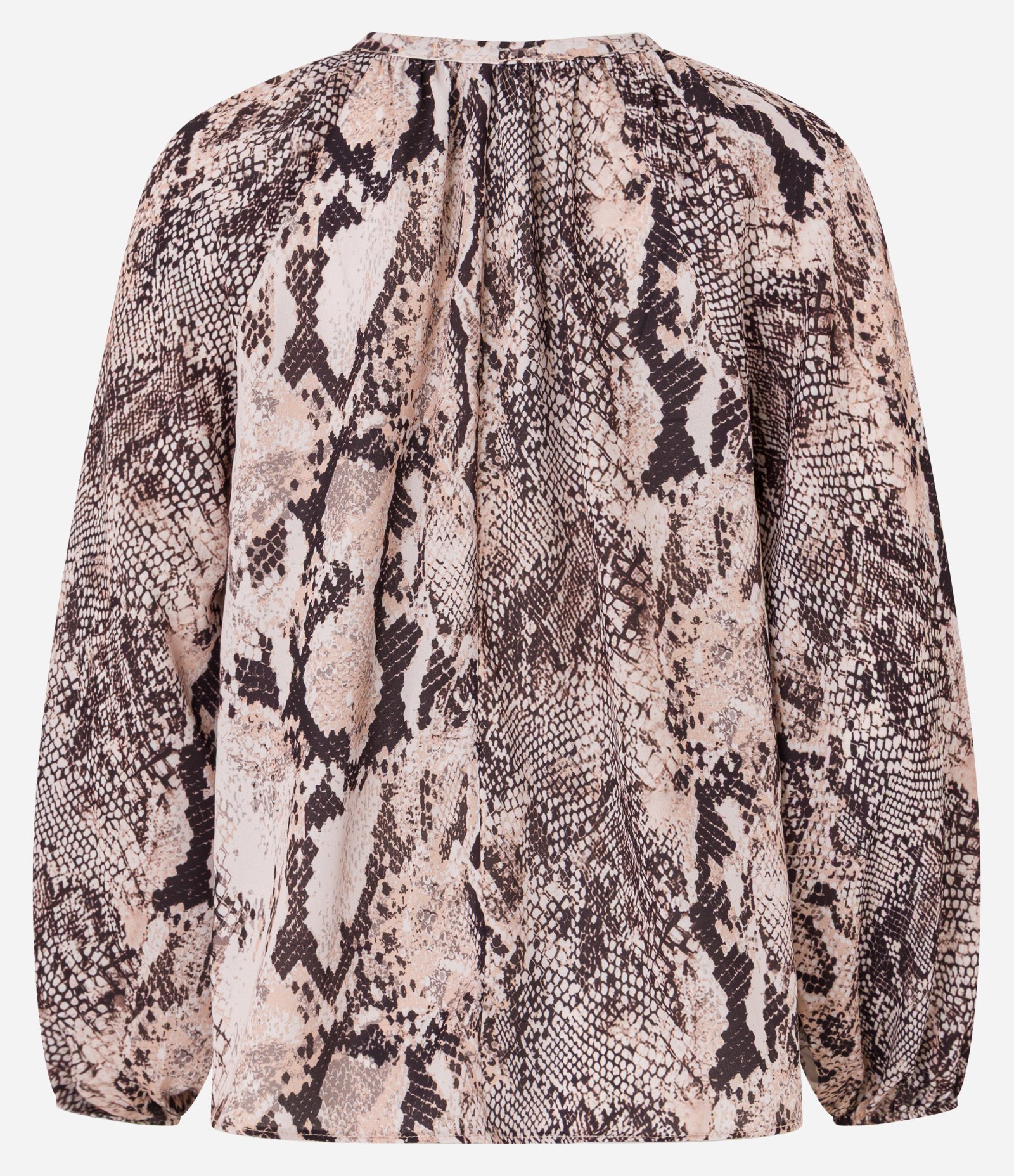 Blusa Bata em Crepe com Amarração e Estampa Animal Print Cobra Marrom 6