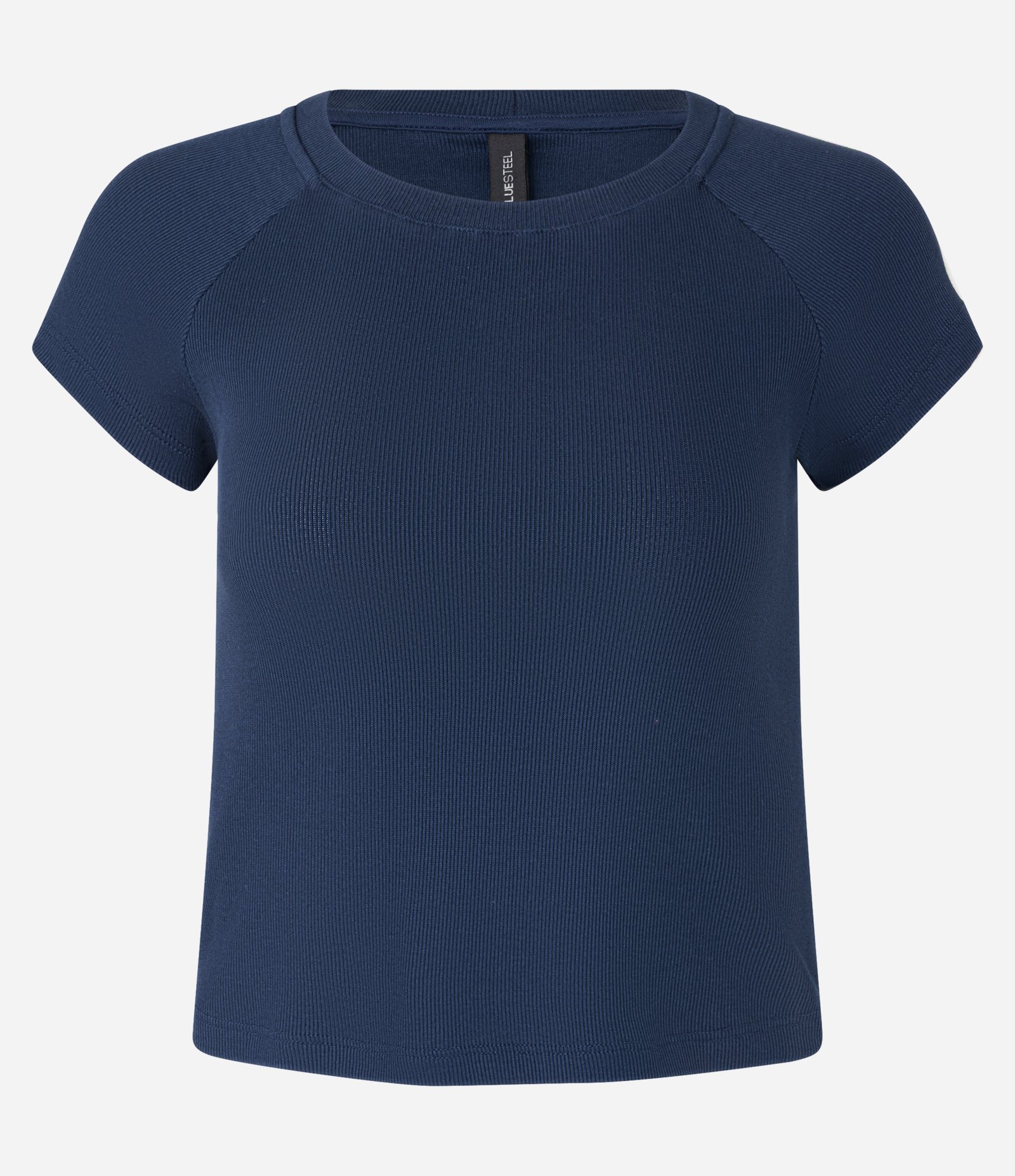 Blusa Básica em Ribana com Cava Raglan Azul 1