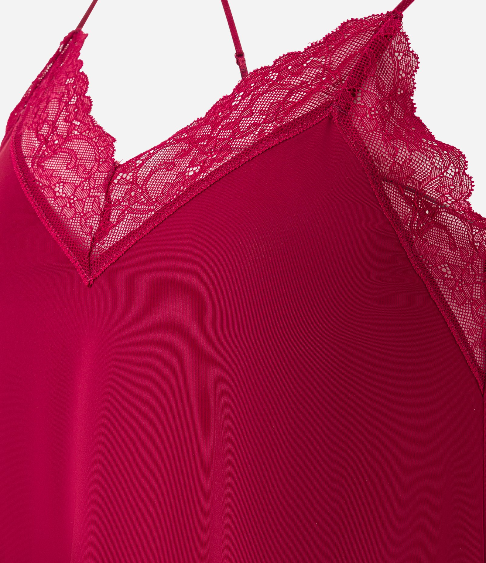 Pijama Short Doll Alcinha em Poliamida com Detalhes Rendados Vermelho 6