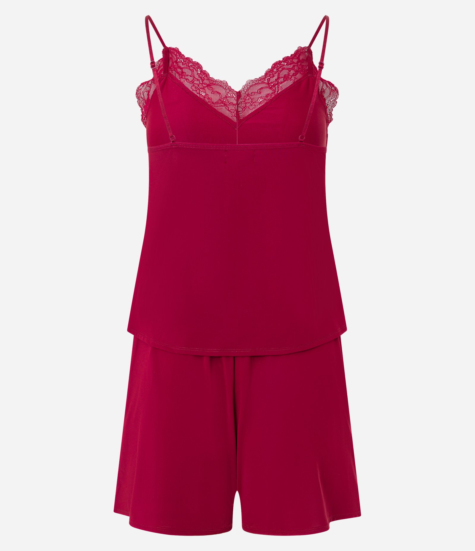 Pijama Short Doll Alcinha em Poliamida com Detalhes Rendados Vermelho 7