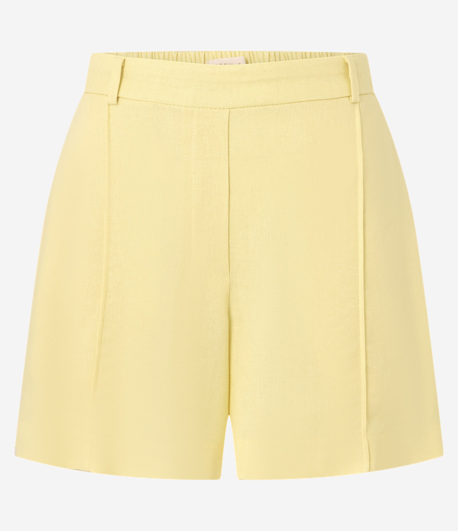 Short em Viscolinho com Cós Alfaiatado e Frisos Amarelo 5