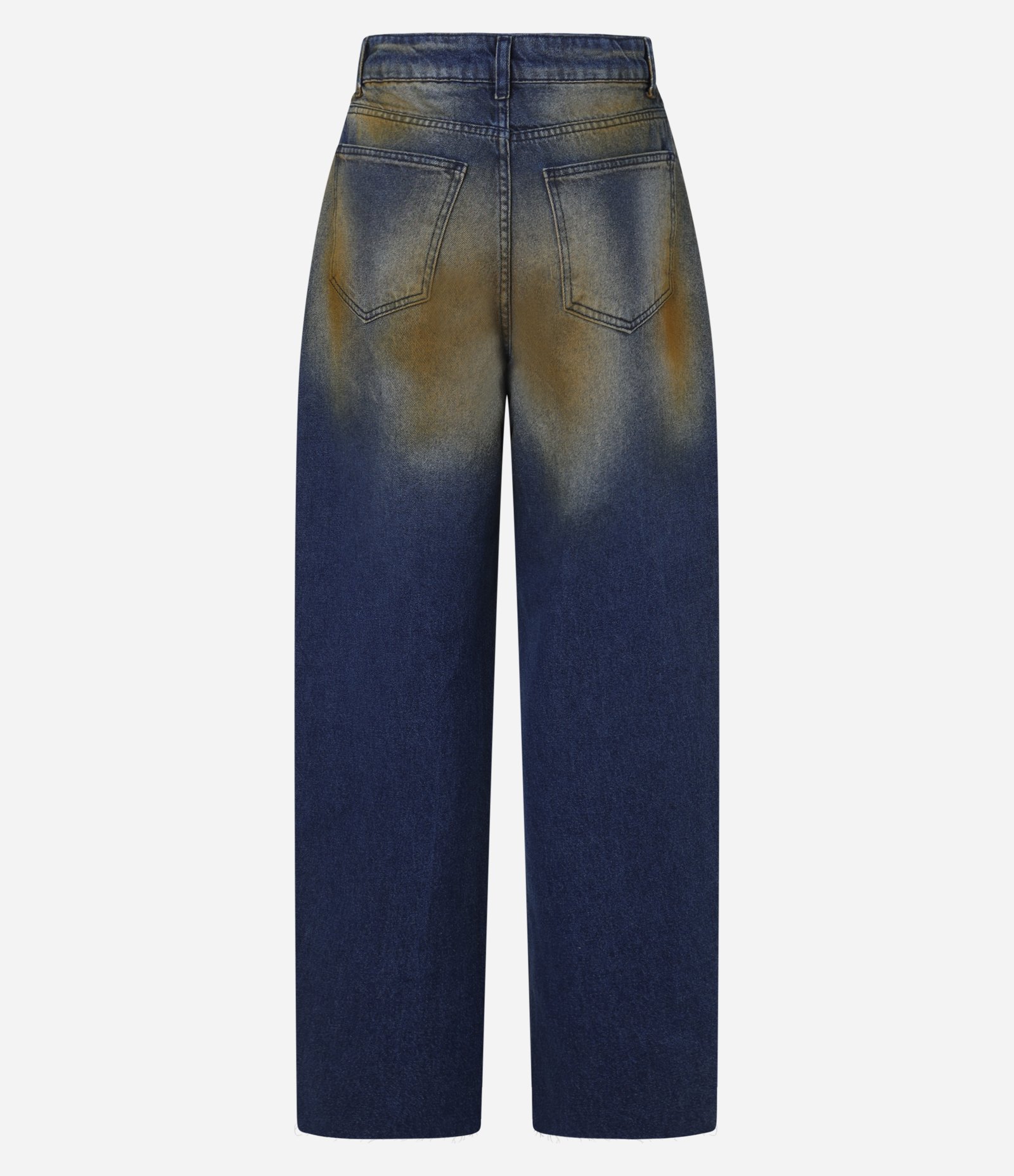 Calça Reta em Jeans Manchado Azul 6