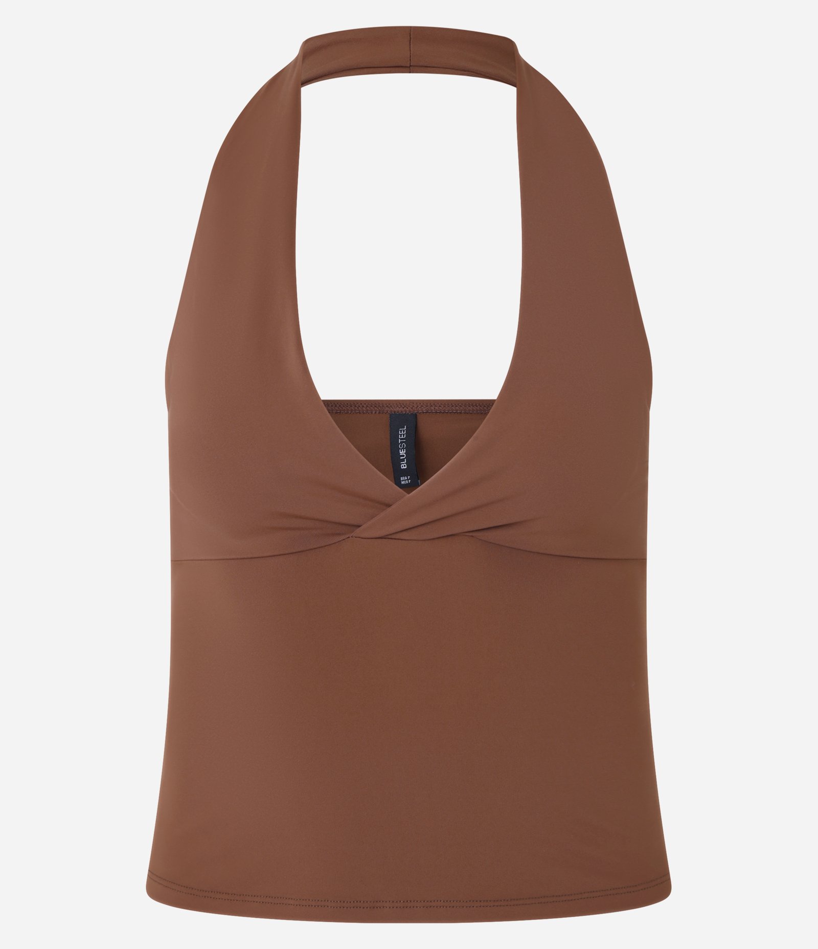 Blusa Frente Única em Microfibra com Decote V Transpassado Marrom 6