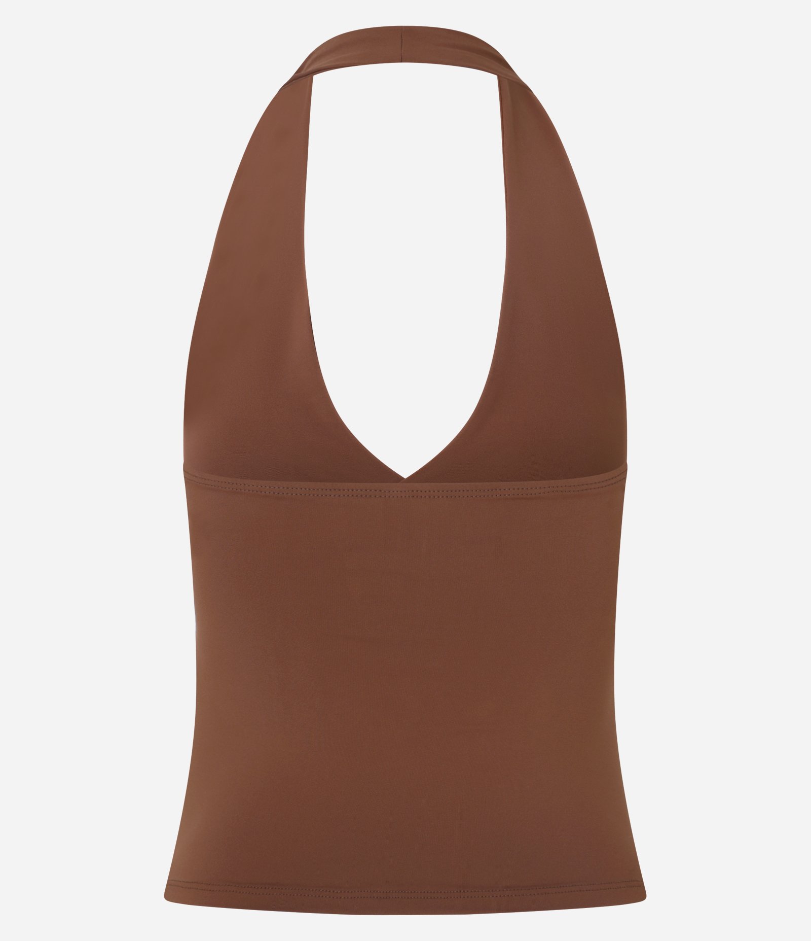 Blusa Frente Única em Microfibra com Decote V Transpassado Marrom 7