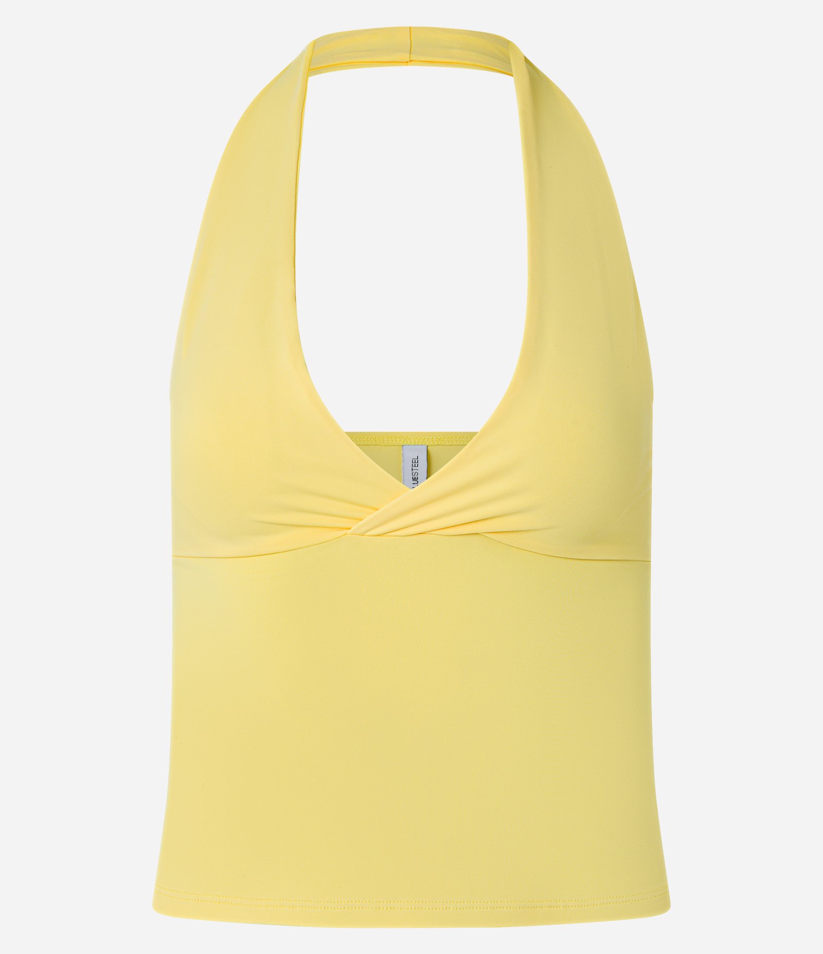 Blusa Frente Única em Microfibra com Decote V Transpassado Amarelo Manteiga 6
