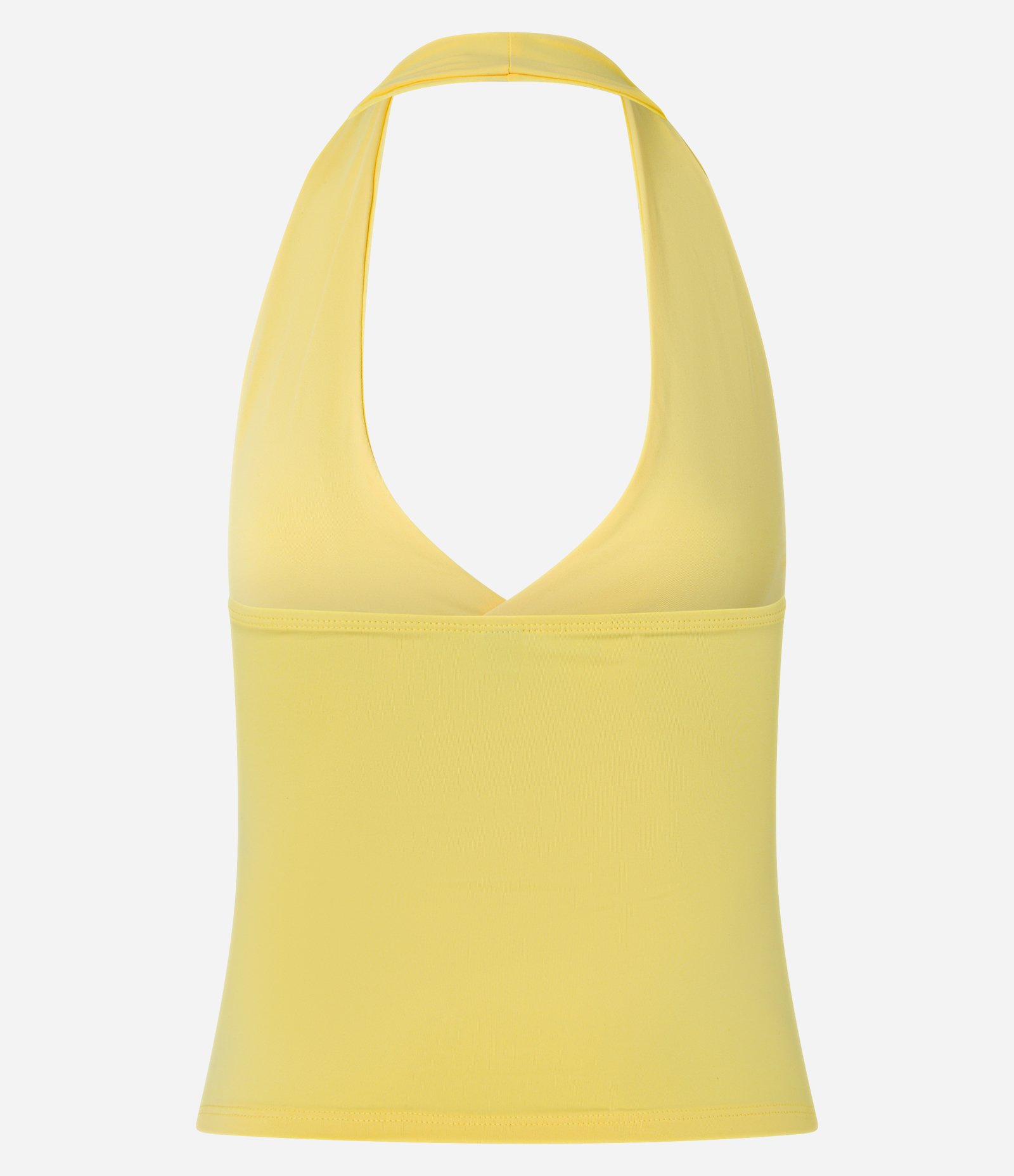Blusa Frente Única em Microfibra com Decote V Transpassado Amarelo Manteiga 7